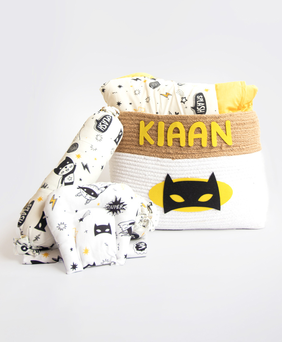 Yellow Doodle Superbaby Printed Organic Bedding Gift Basket - Yellow-picture-21