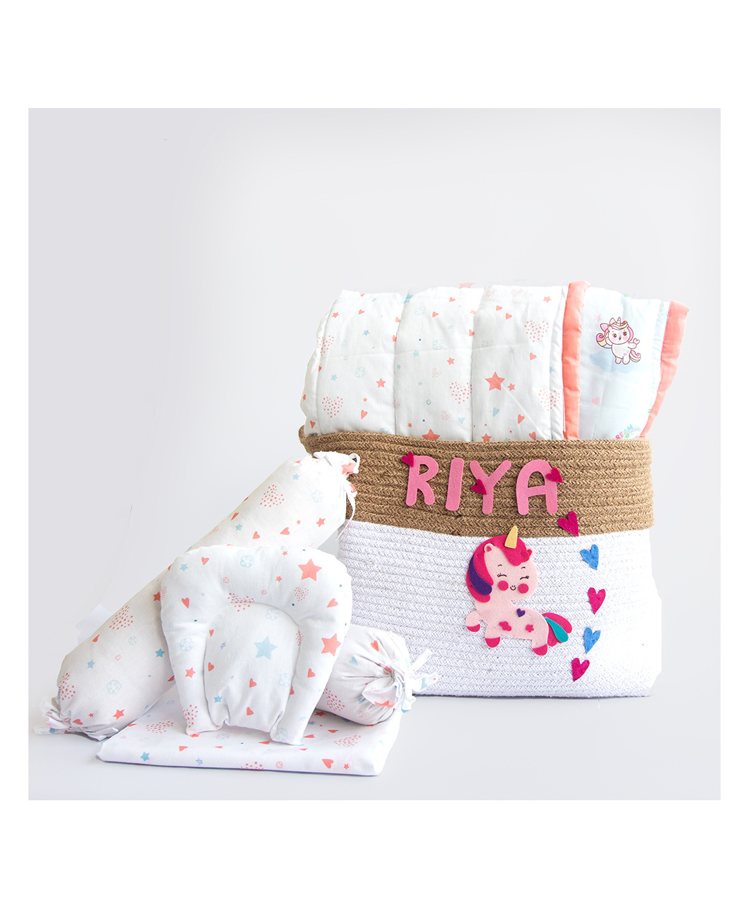 Yellow Doodle Fairy Dust Organic Bedding Gift Basket - Pink-image-47