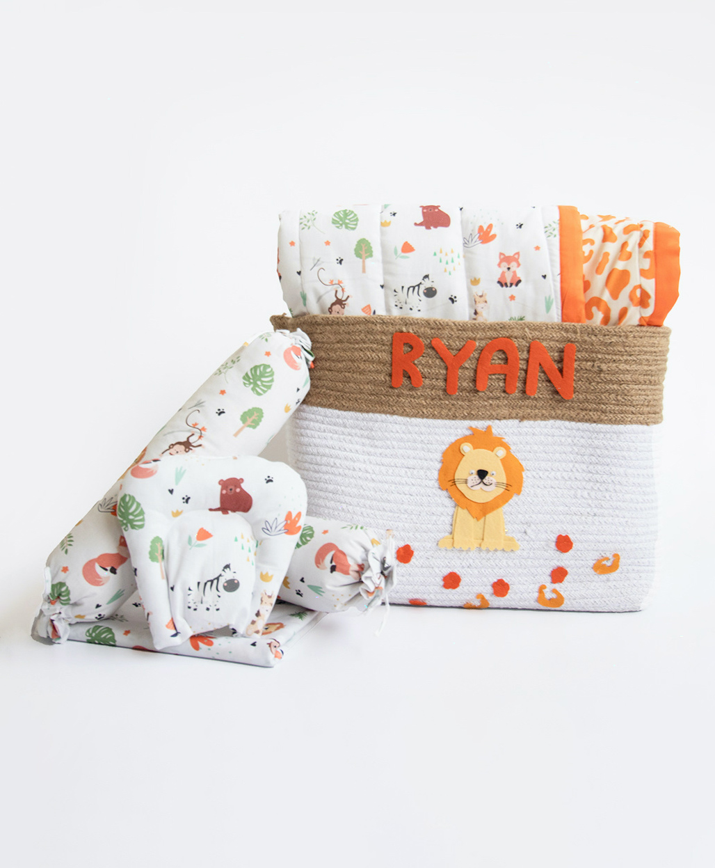 Yellow Doodle Baby Animals Organic Bedding Gift Basket - Multicolor-image-49
