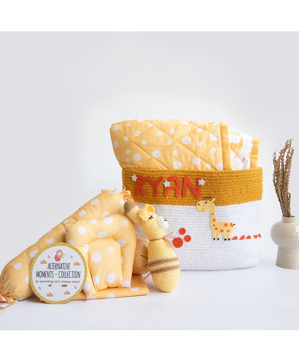 Yellow Doodle Cute Polka Organic Bedding Gift Basket - Yellow-picture-14