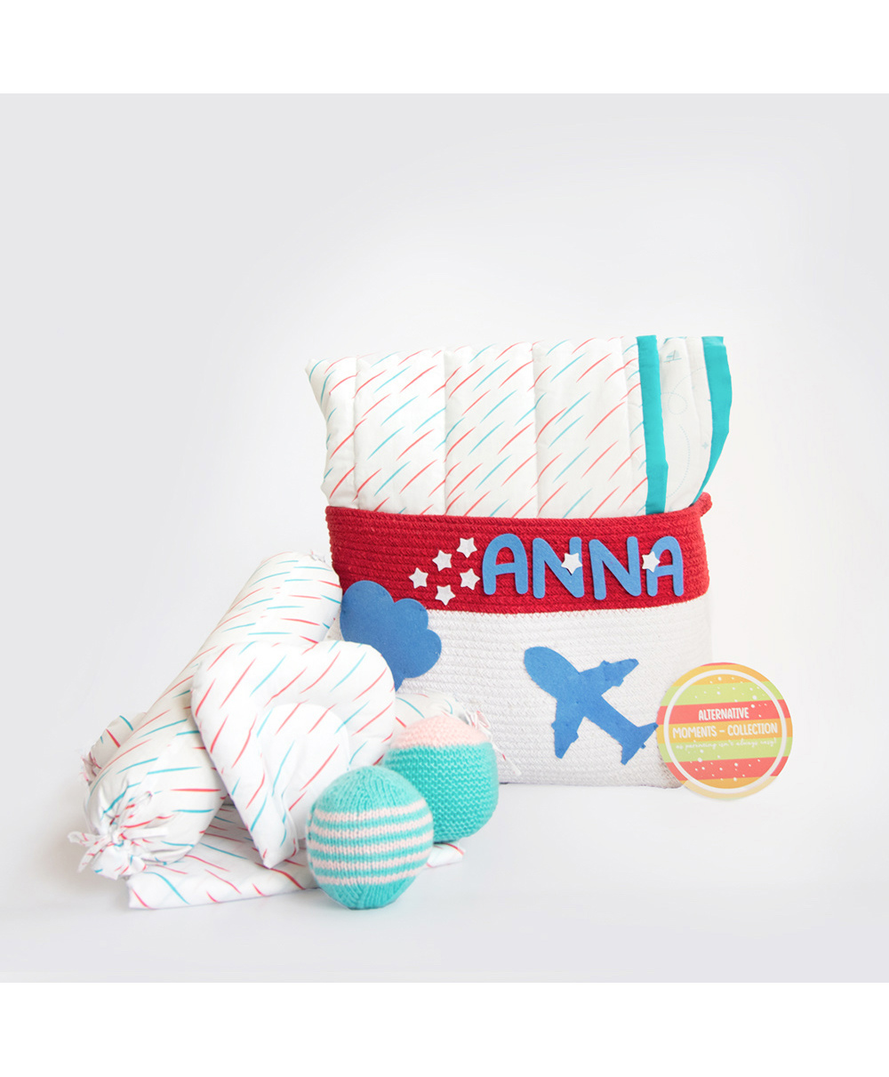 Yellow Doodle Doodle Rain Organic Bedding Gift Basket - Multicolor-image-4