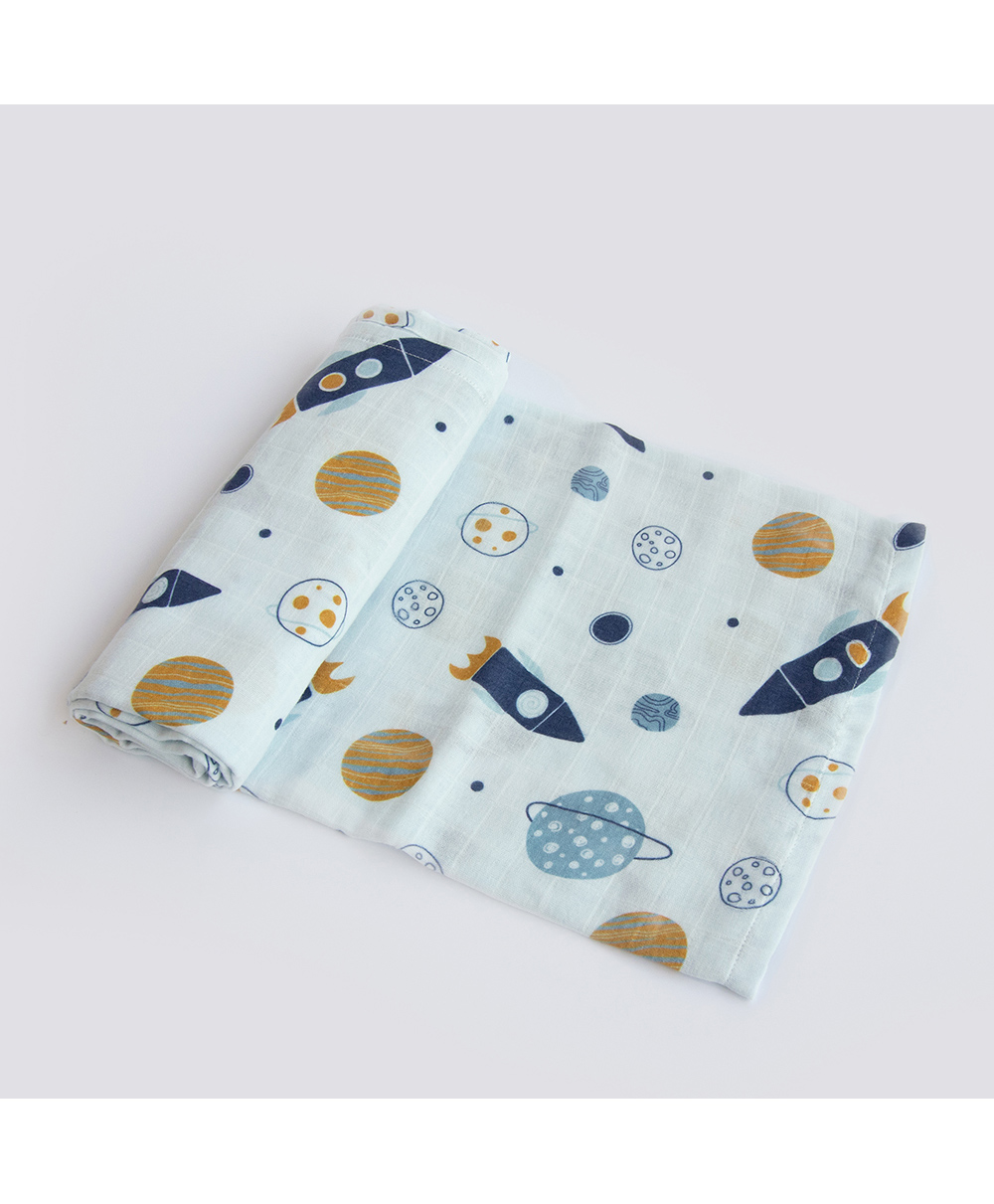 Yellow Doodle Organic Cotton Swaddle Wrappers - Blue-picture-30