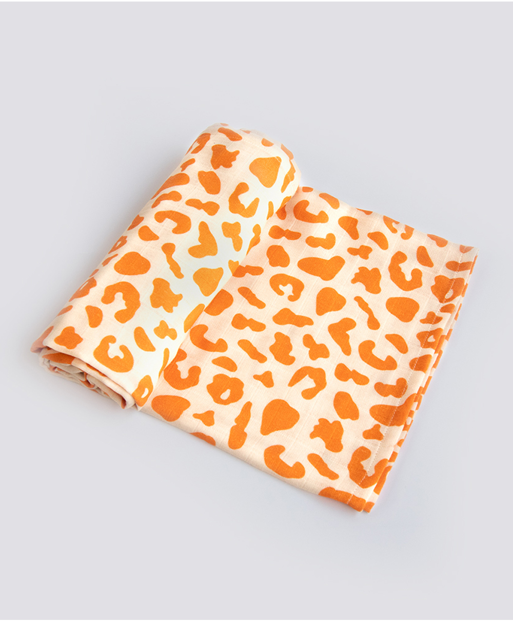 Yellow Doodle Organic Cotton Swaddle Wrappers - Orange-image-16