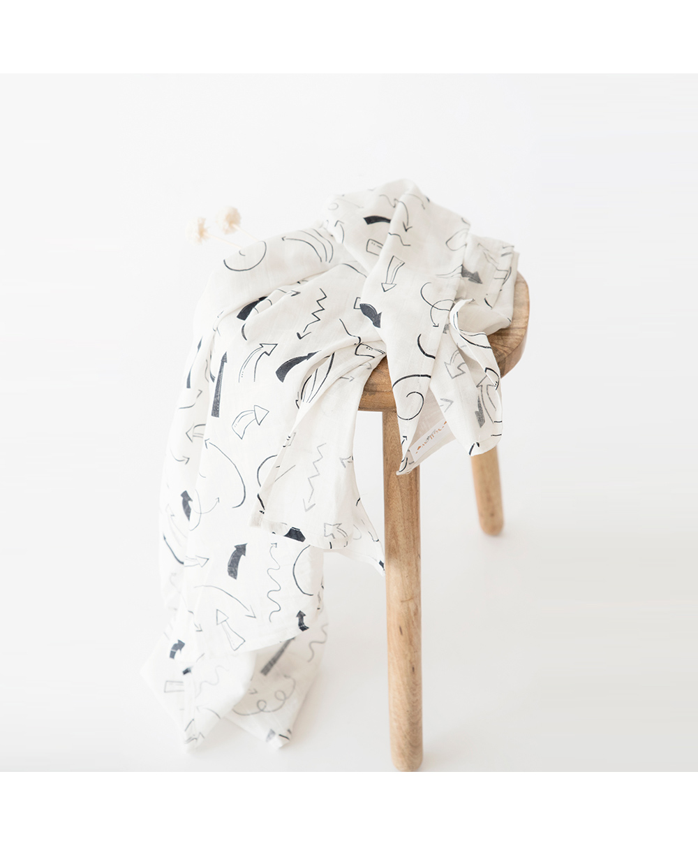 Yellow Doodle Organic Cotton Swaddle Wrappers - White-picture-31