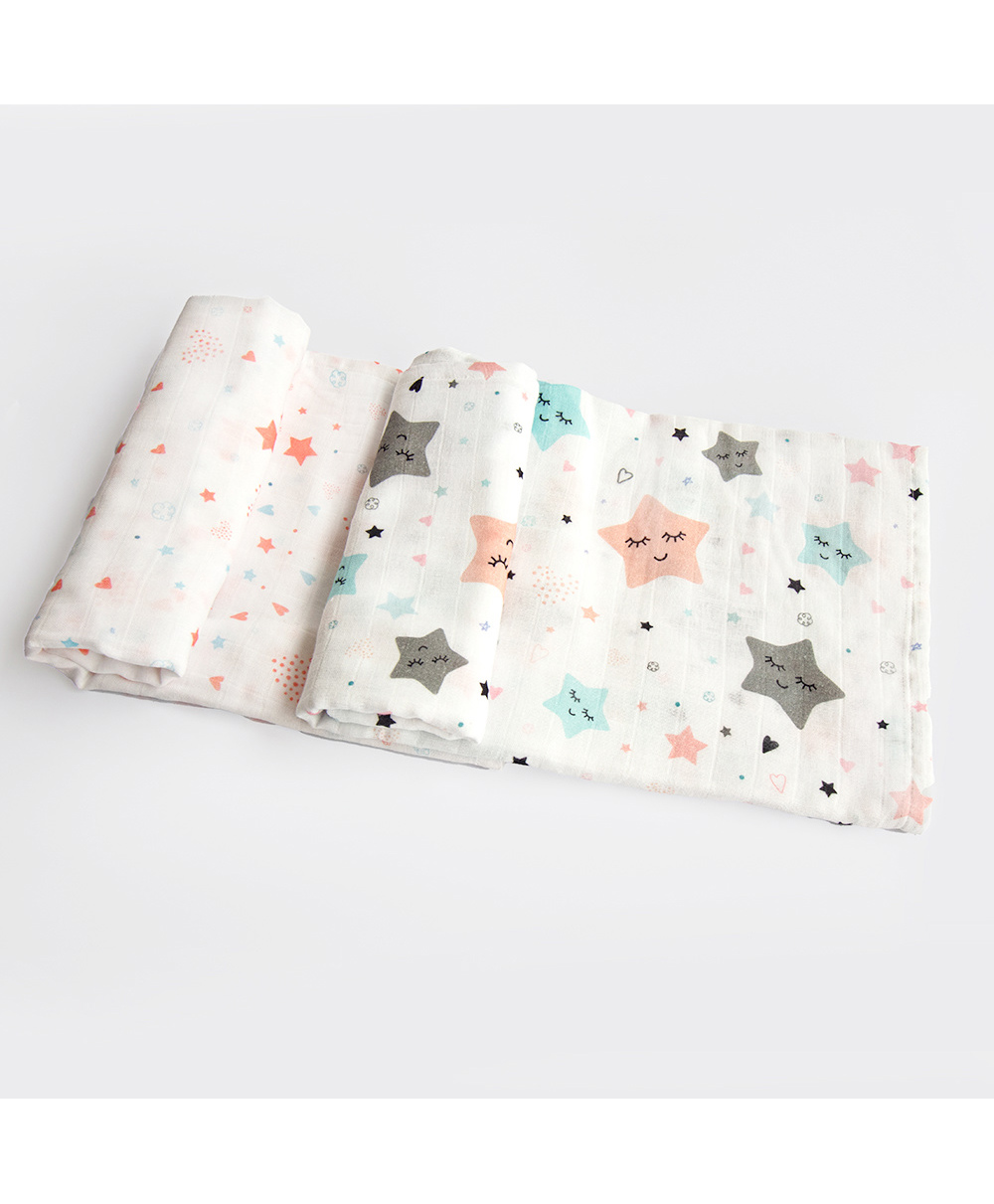 Yellow Doodle Organic Cotton Swaddle Wrappers Pack of 2 - Grey-image-18