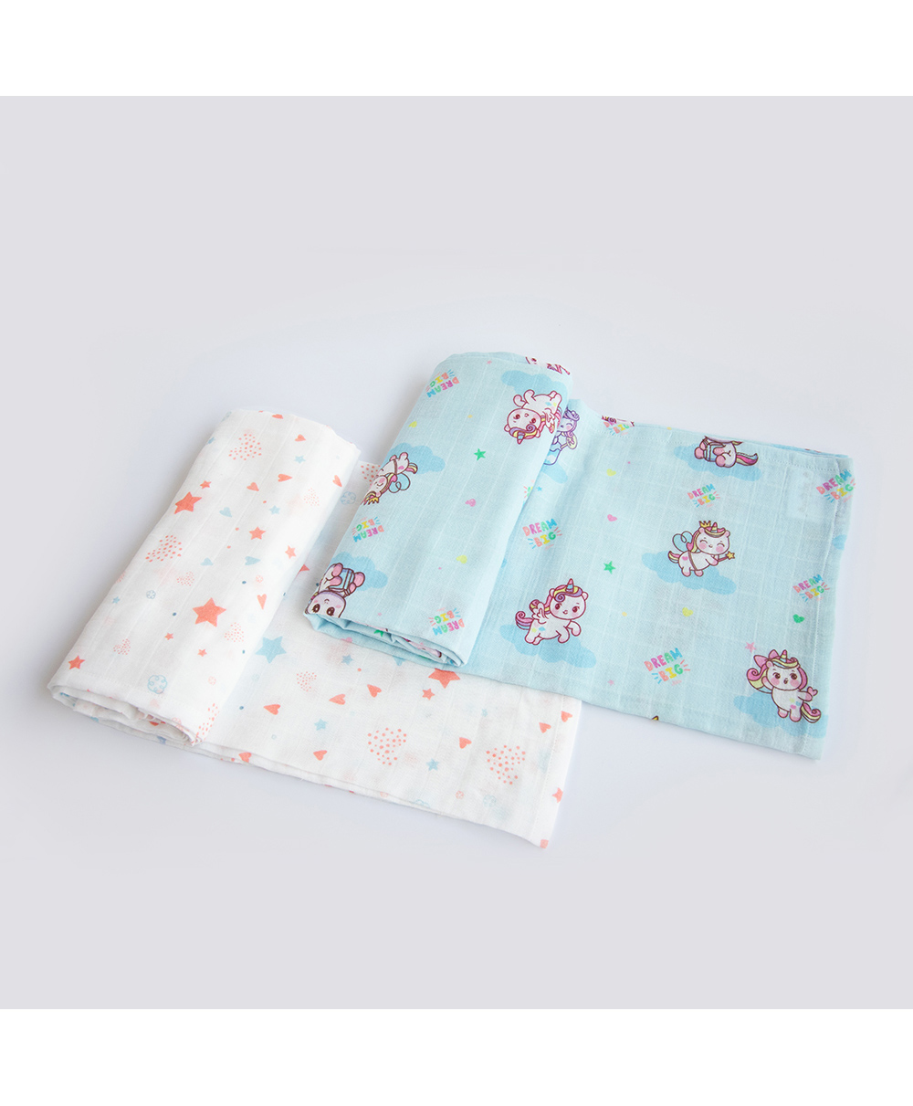 Yellow Doodle Organic Cotton Swaddle Wrappers Pack of 2 - Pink-picture-11