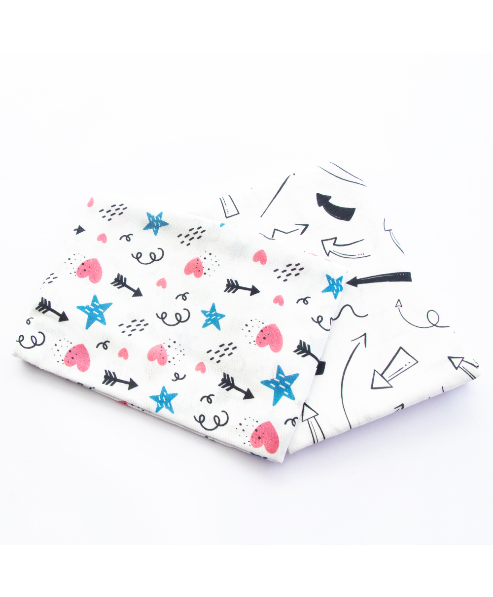 Yellow Doodle Organic Cotton Swaddle Wrappers Pack of 2 - Multicolor-picture-13
