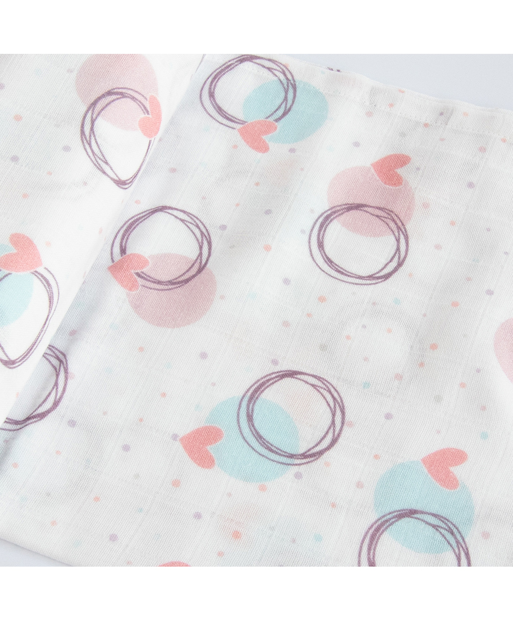 Yellow Doodle Baby In The Sky Printed Reversible Organic Cotton Muslin Blanket - Peach-picture-38