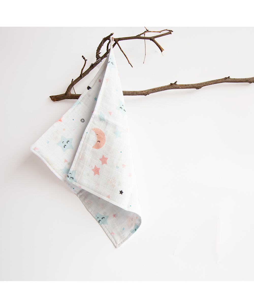 Yellow Doodle Stars & Sky Printed Organic Cotton Muslin Wipes Pack Of 6 - Multicolour-image-7