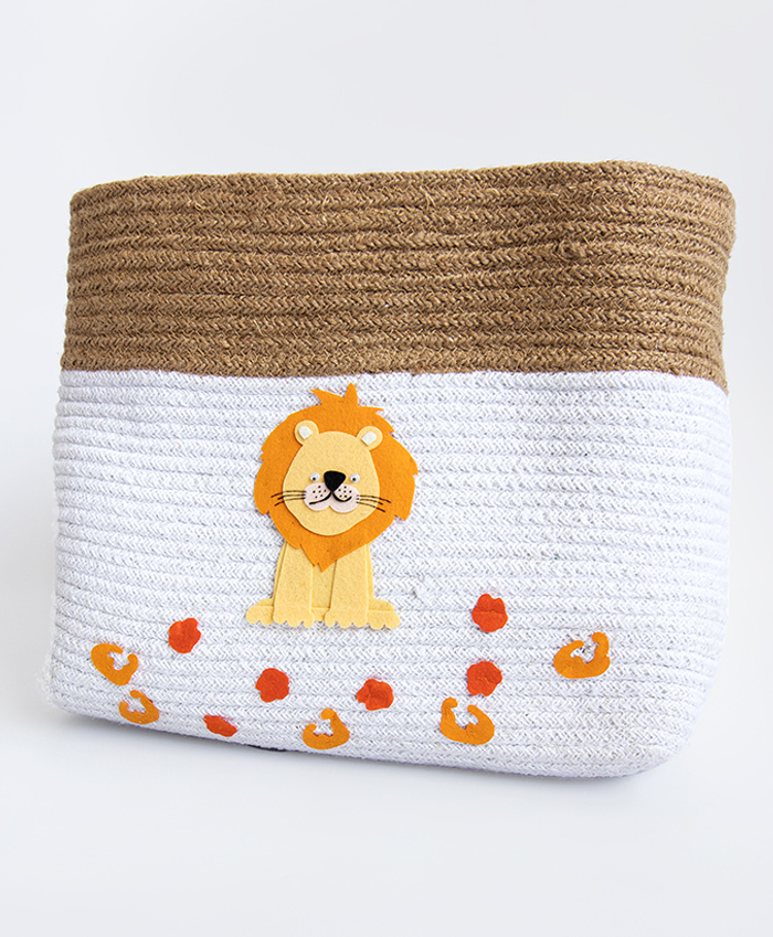 Yellow Doodle Baby Animals Large Organic Cotton Rope Basket - Multicolour-picture-26