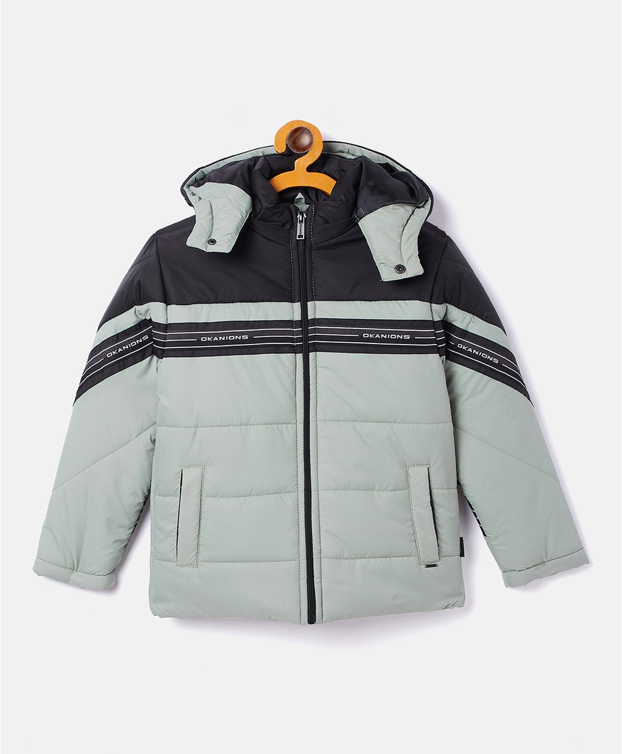 OKANE Full Sleeves Padded Solid Jacket - Green-picture-14