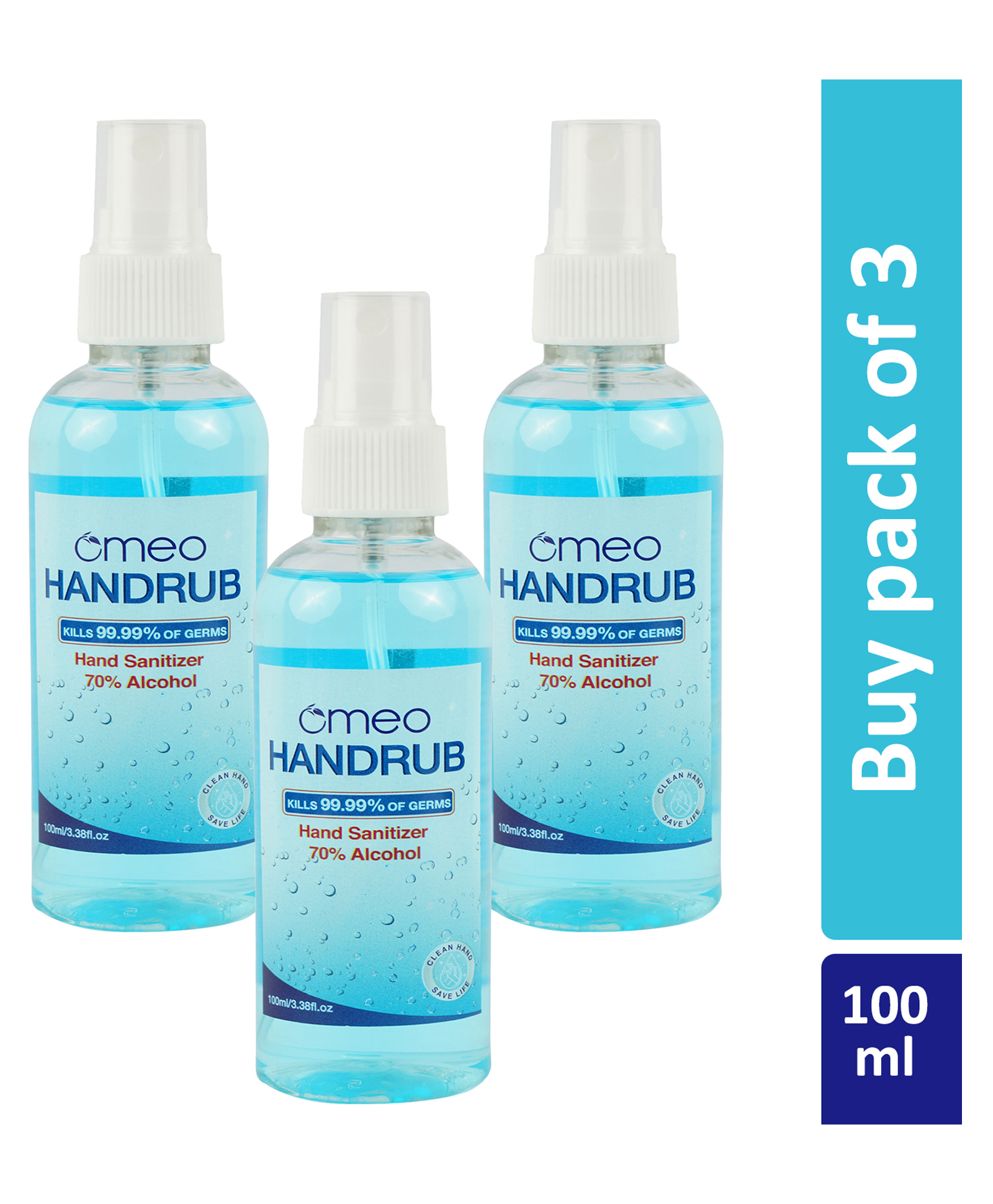 Omeo Alcohol Based Instant Hand Rub Sanitizer 100ml - Pack of 3-picture-11