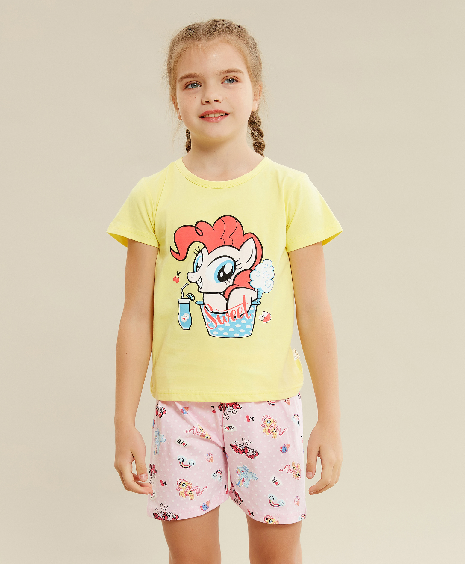 Kookie Kids Half Sleeves Nightwear Horse Print - Yellow-picture-37