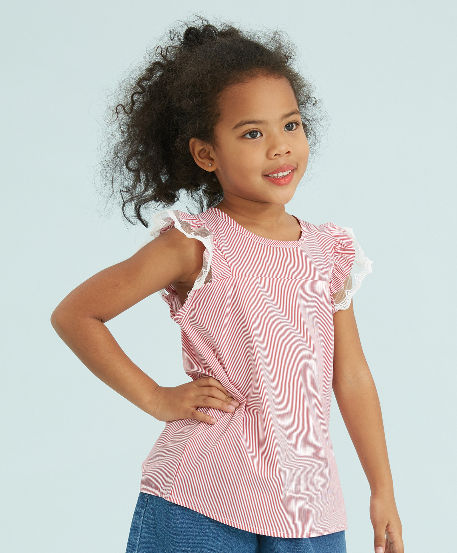 Kookie Kids Cap Sleeves Stripe Top - Pink-picture-28