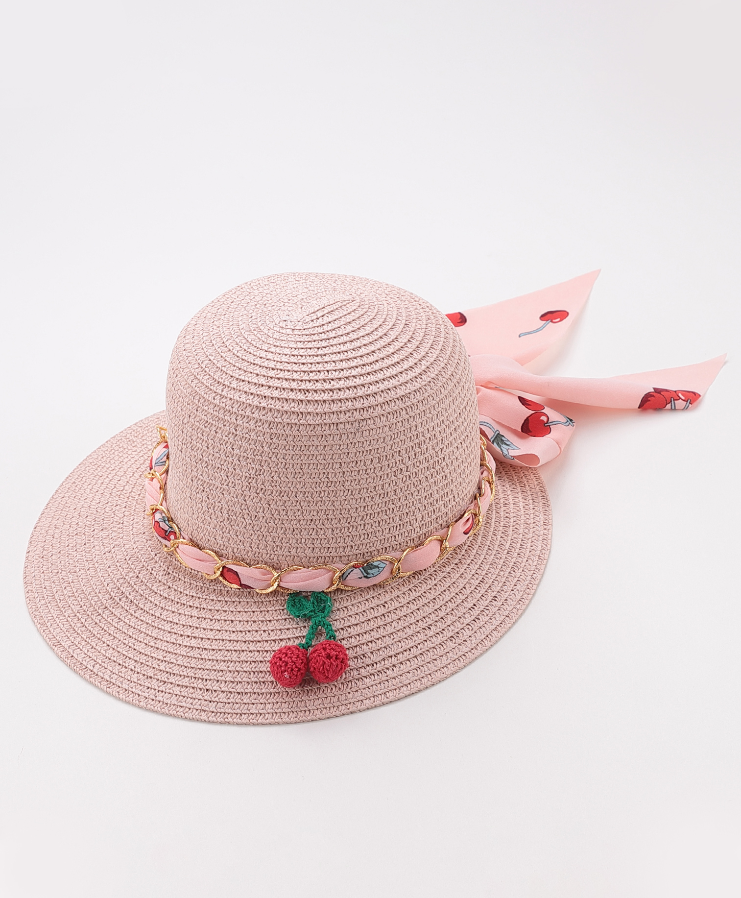 Pine Kids Straw Hats With Cherry 