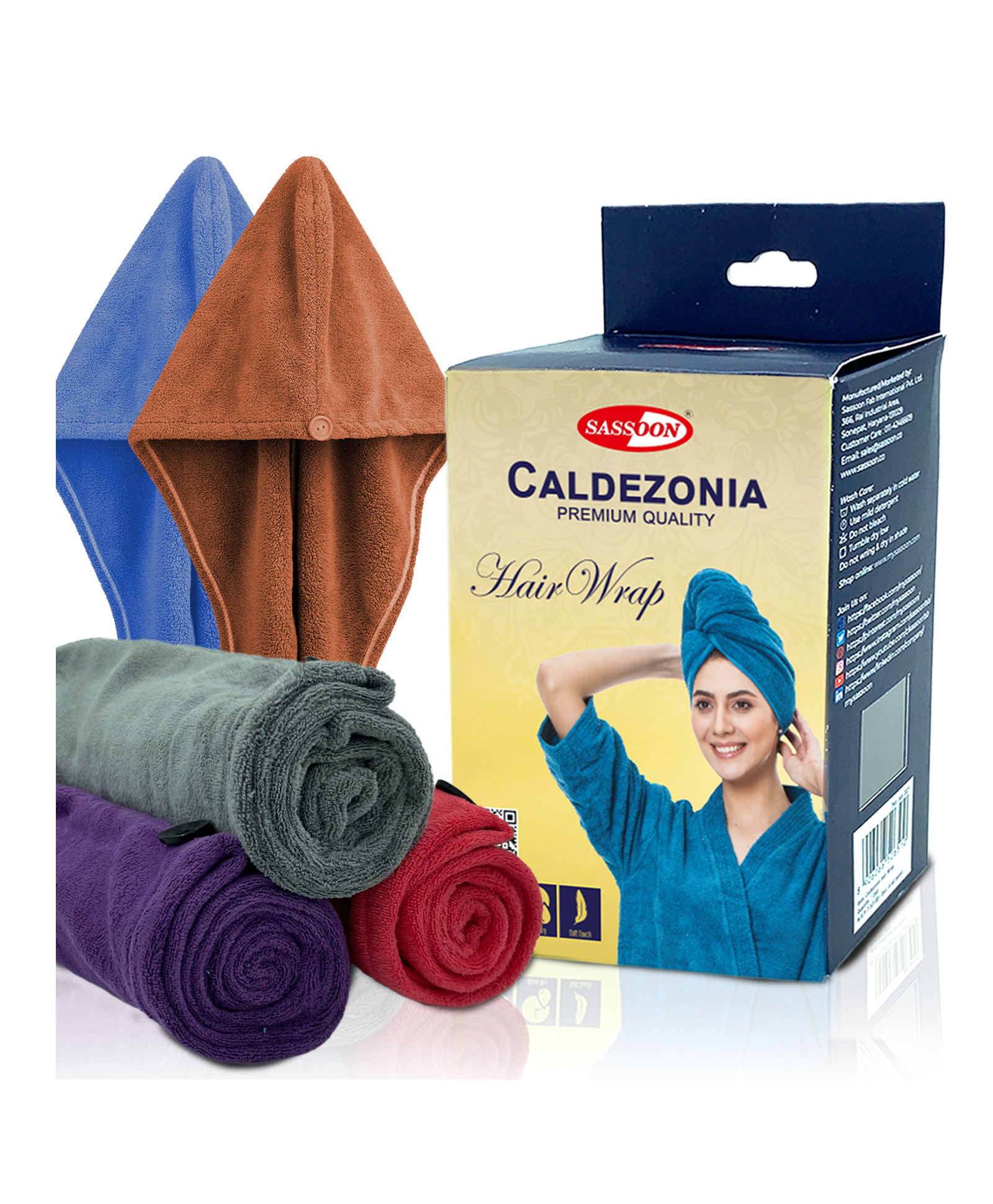 Sassoon Caldezonia Microfiber Hair Wrap Towel Set Of 2 - Multicolour-image-21