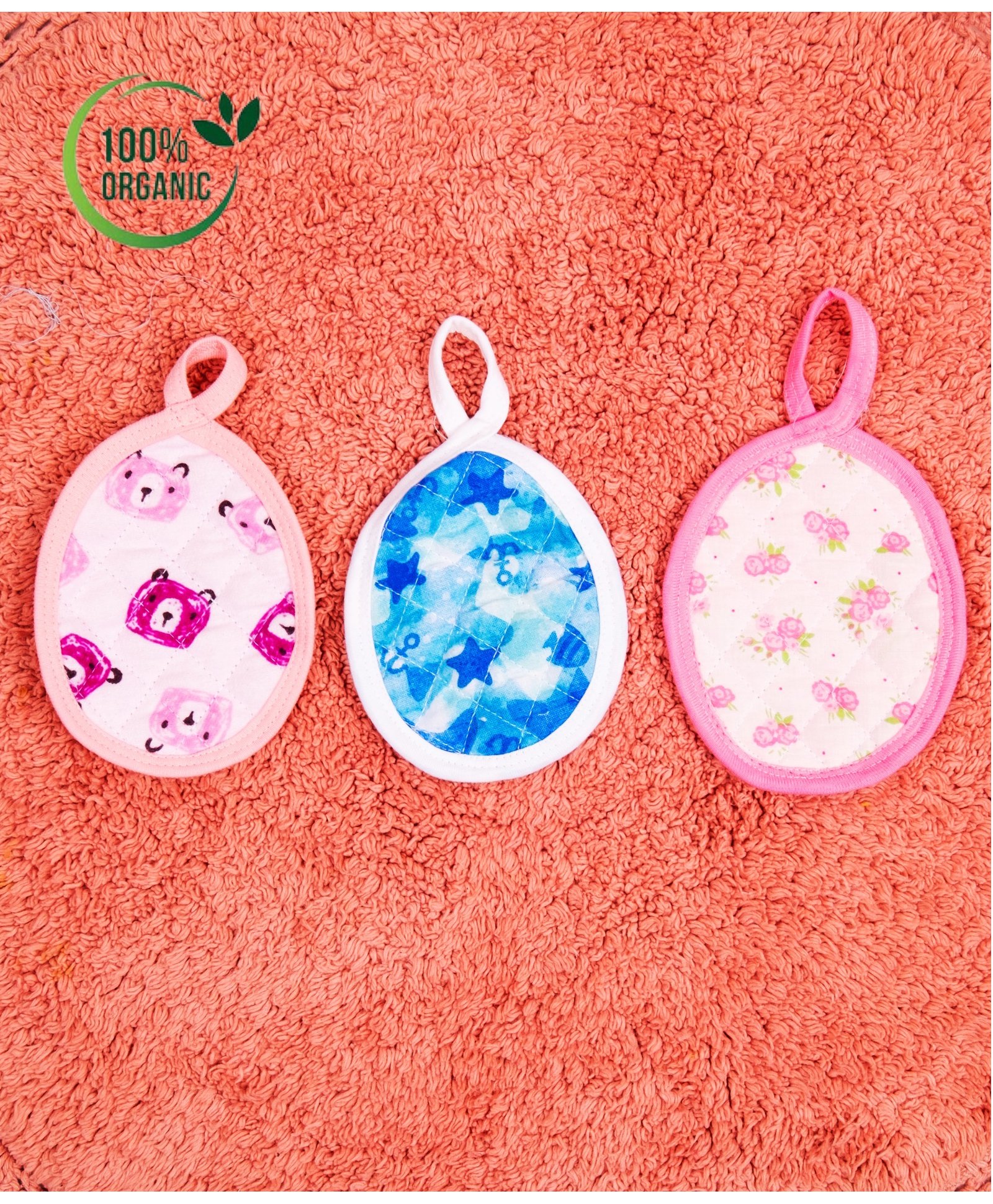 COCOON ORGANICS 100% Organic Cotton Premium Quilted Printed Sneezing Pad Pack Of 3 - Multi-image-41