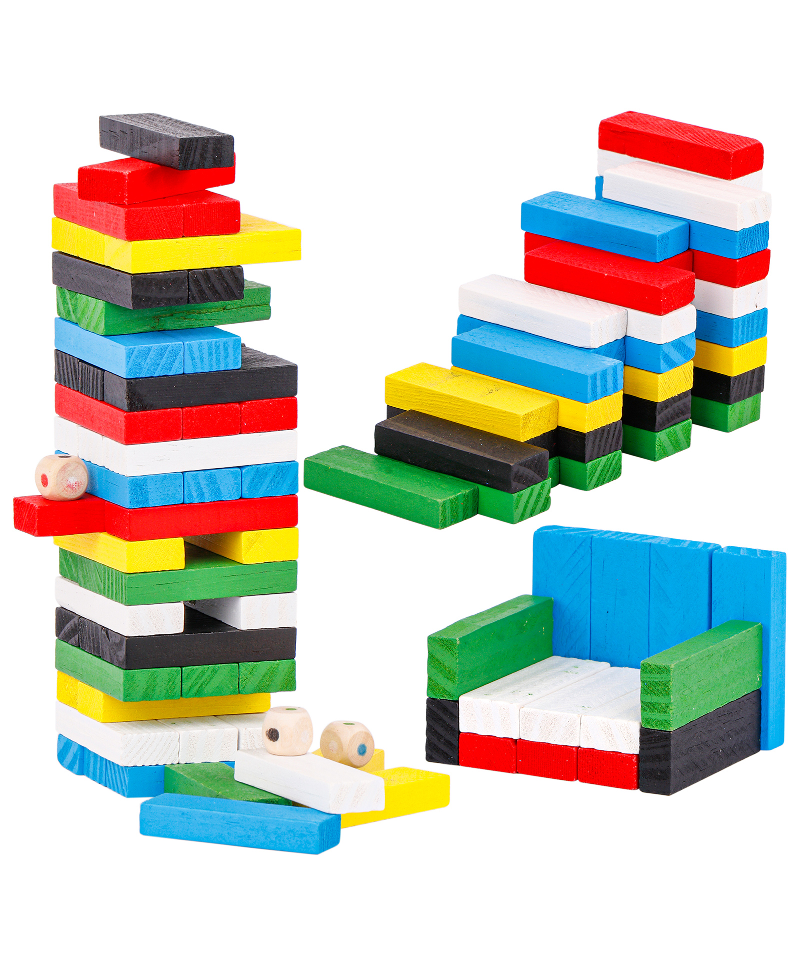 Fiddlerz Wooden Jenga Blocks Tower Multicolour - 54 Pieces-picture-16