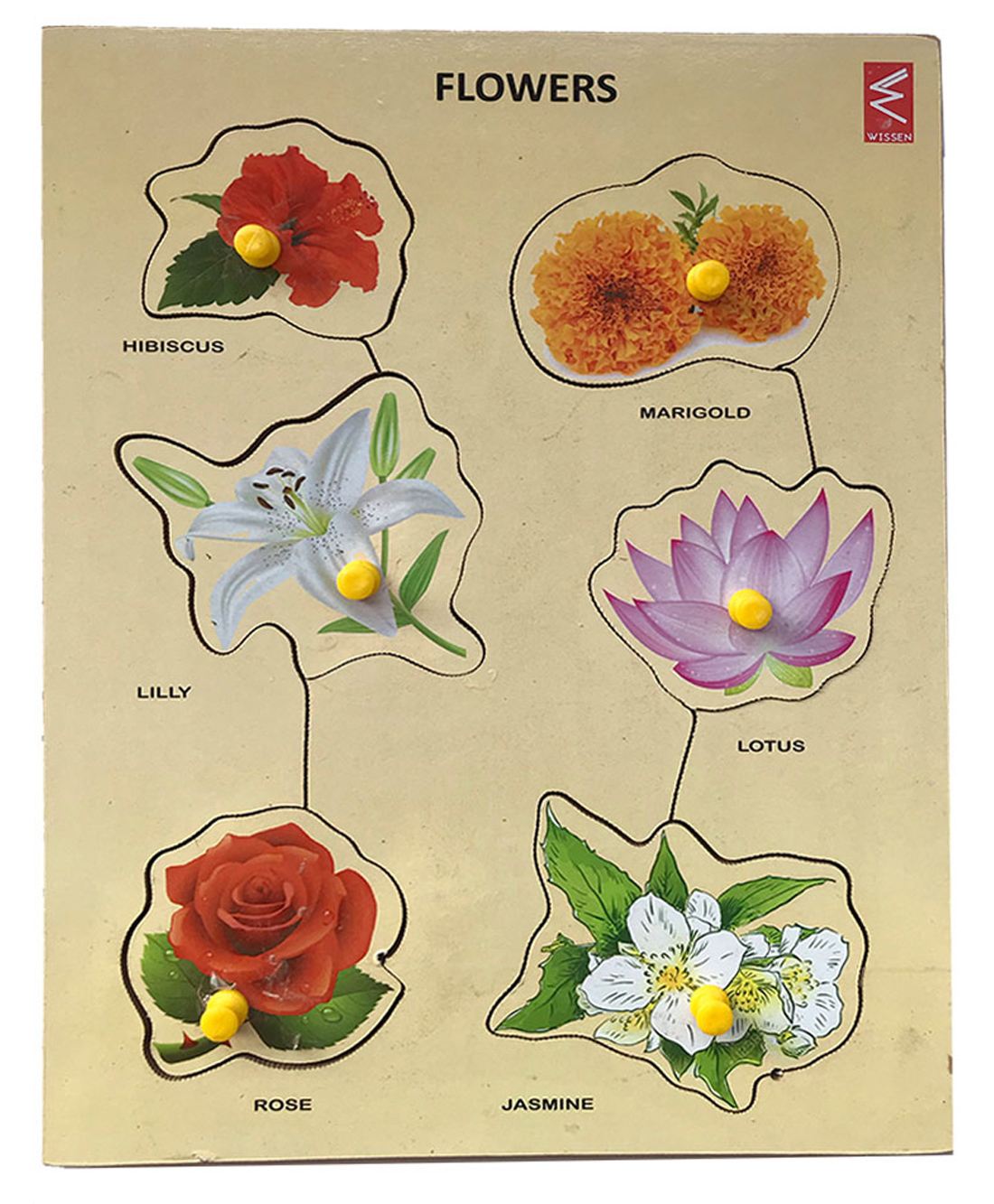 wissen Wooden Flower learning Educational Knob Tray - 6 Pieces-picture-23