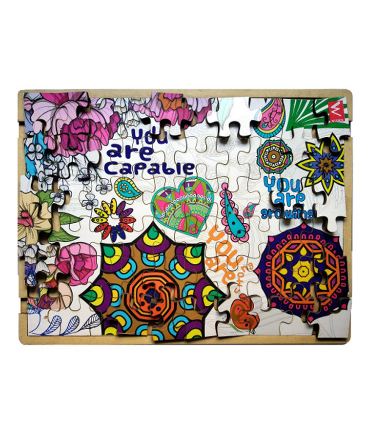 WISSEN Motivational Therapy Pattern Wooden Jigsaw Puzzle Multicolor - 60 Pieces-picture-8