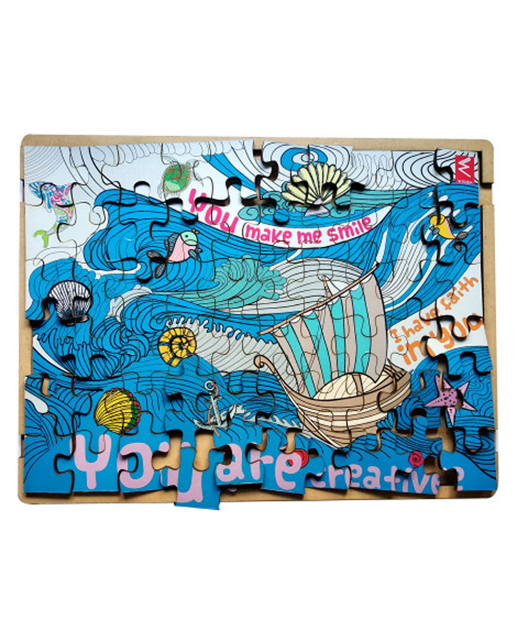 WISSEN Motivational Therapy Pattern Wooden Jigsaw Puzzle Multicolor - 60 Pieces-picture-9