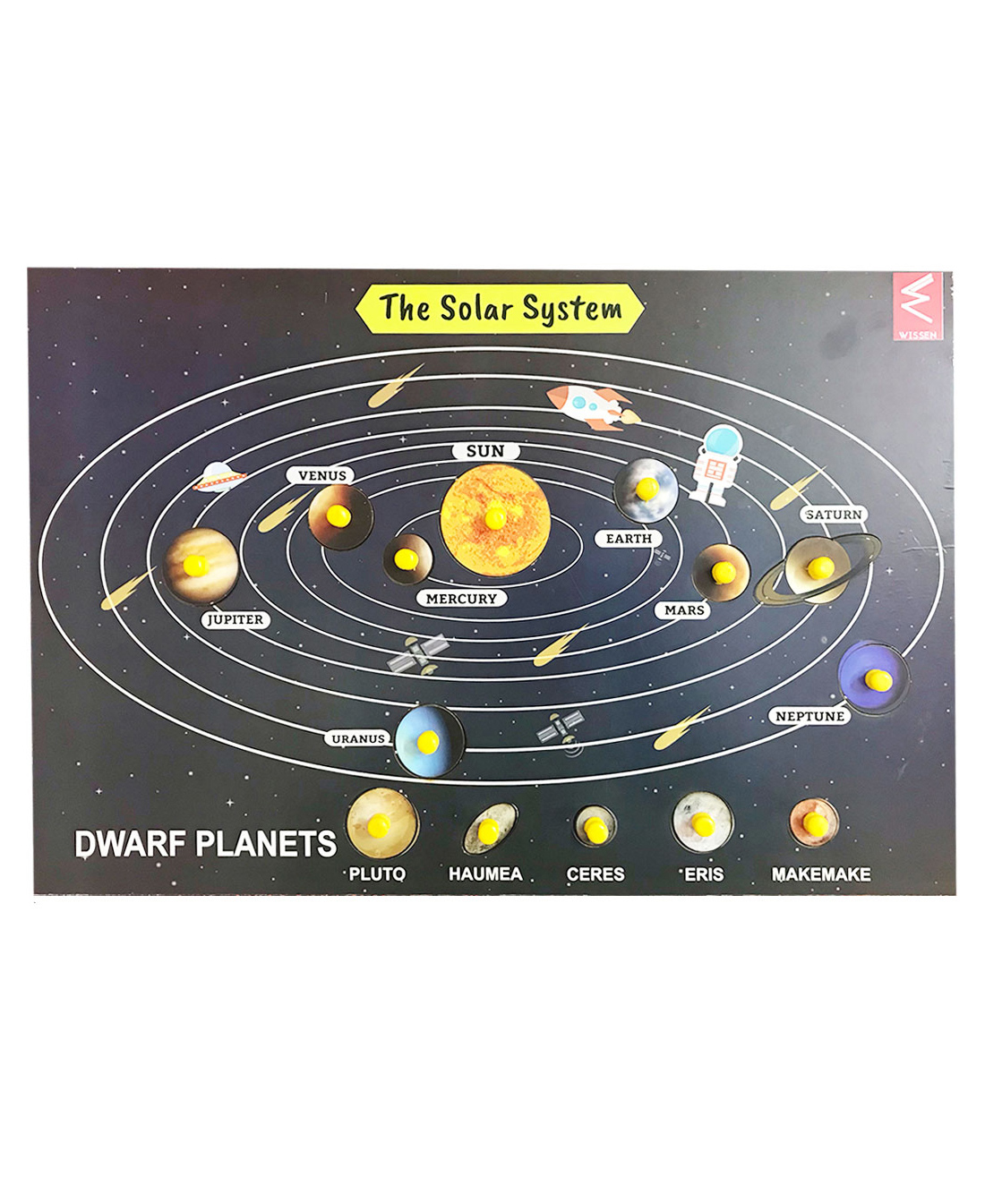 WISSEN Wooden Solar System Knob & Peg Puzzle Multicolor - 14 Pieces-image-42