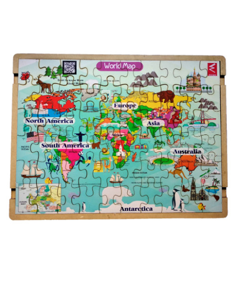 WISSEN Wooden World Map Jigsaw Puzzle - 60 Pieces-image-43