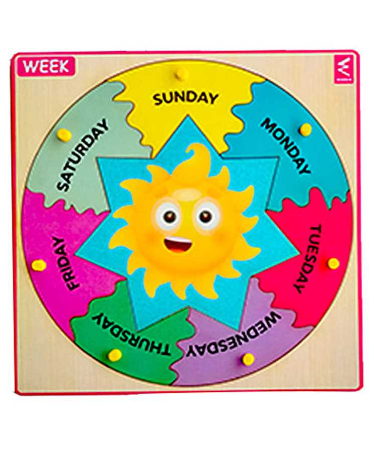 WISSEN Days in a Week Knob & Peg Puzzle Multicolor - 7 Pieces-picture-38