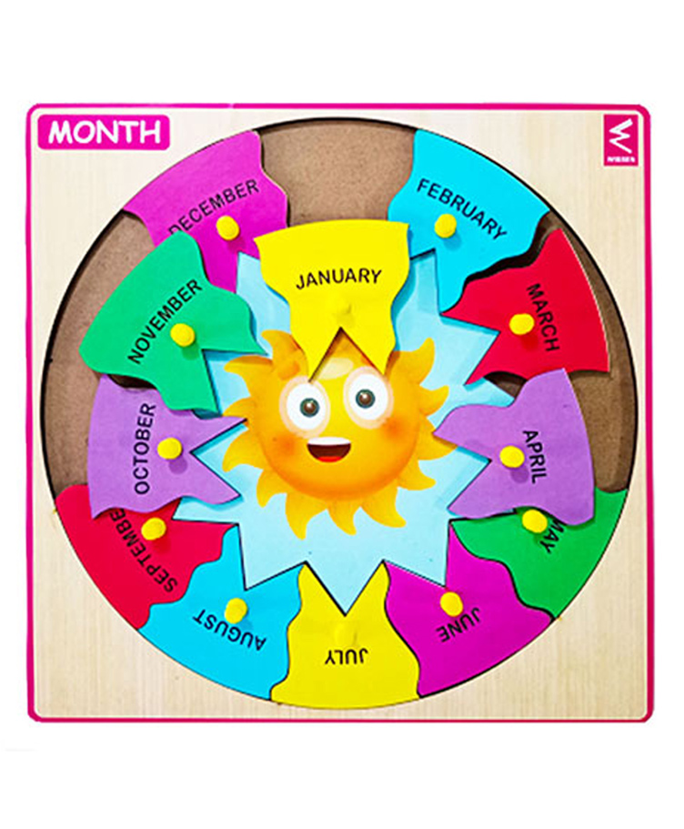 WISSEN Months Knob & Peg Puzzle Multicolor - 12 Pieces-image-48