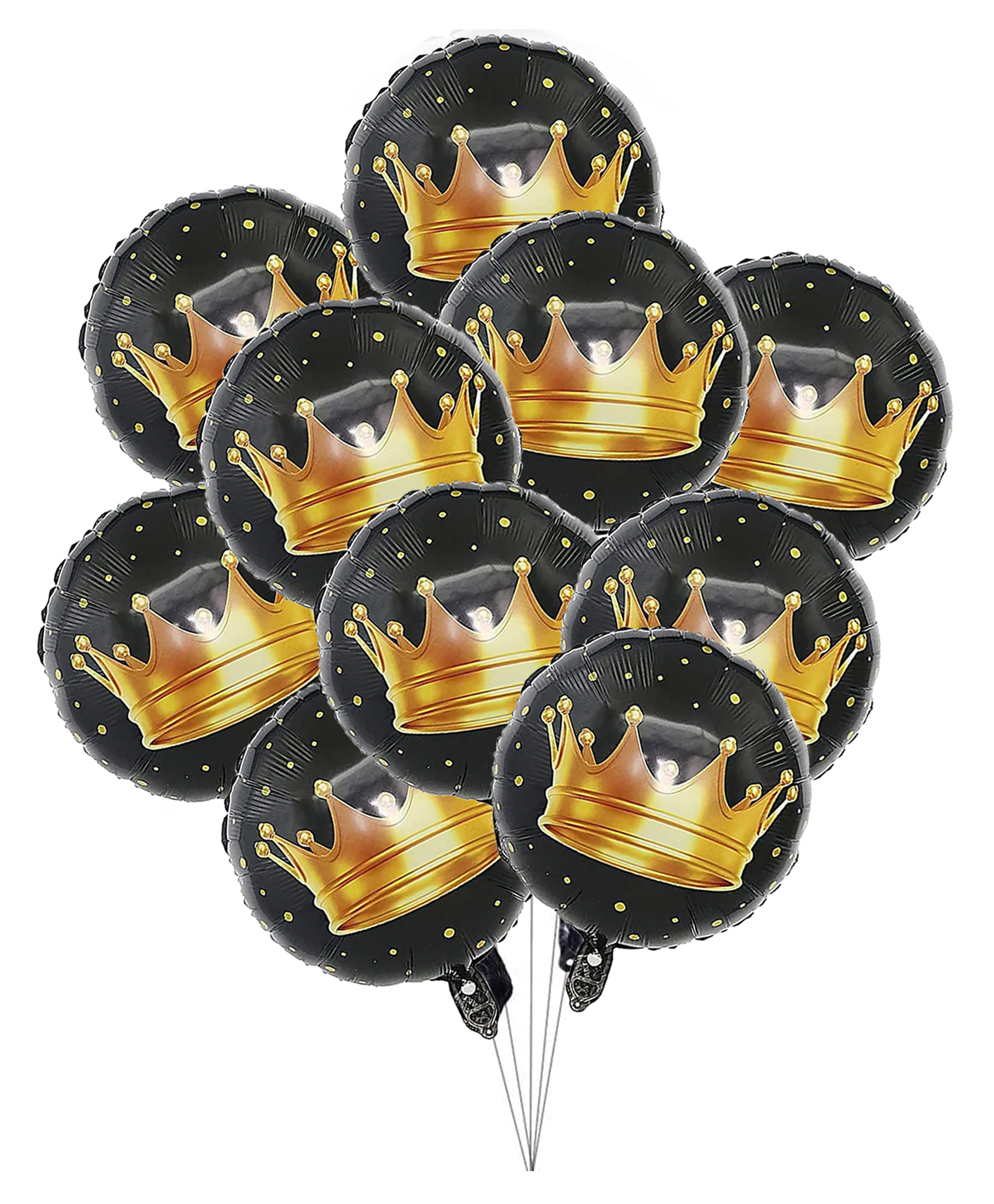 Amfin Crown Themed Foil Balloons Black - Pack of 10-picture-27