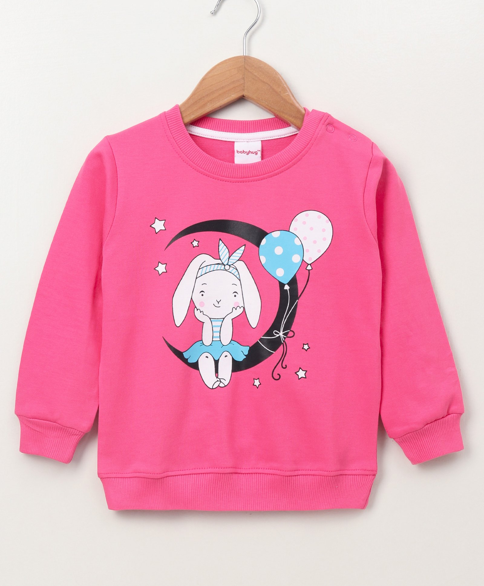 Babyhug Full Sleeves Sweatshirt Moon Print - Pink-image-34