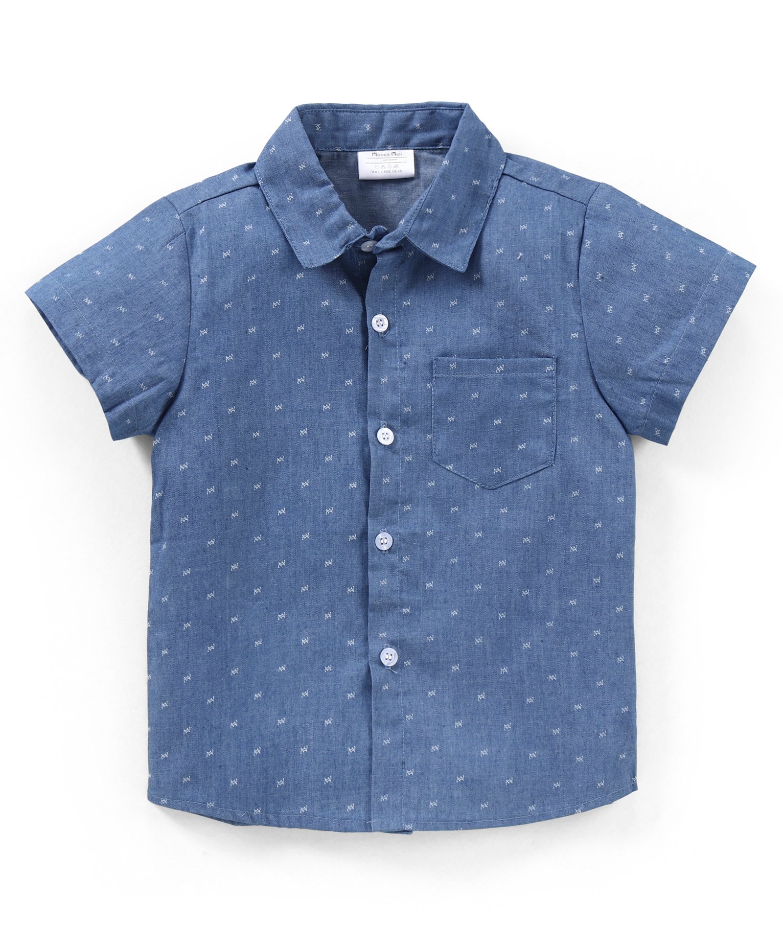 Kookie Kids Half Sleeves Printed Shirt - Blue-image-37