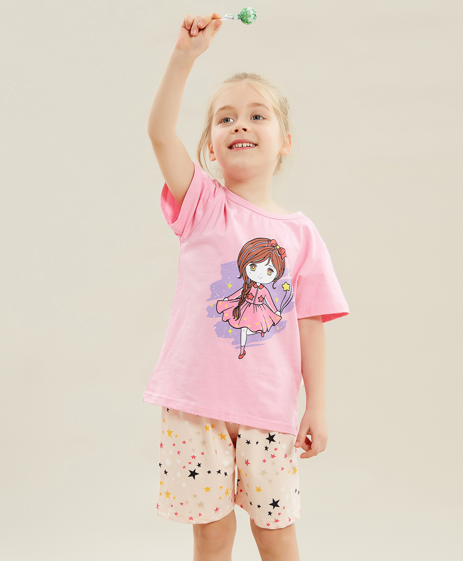 Kookie Kids Half Sleeves Night Suit Girl Print - Pink-picture-38