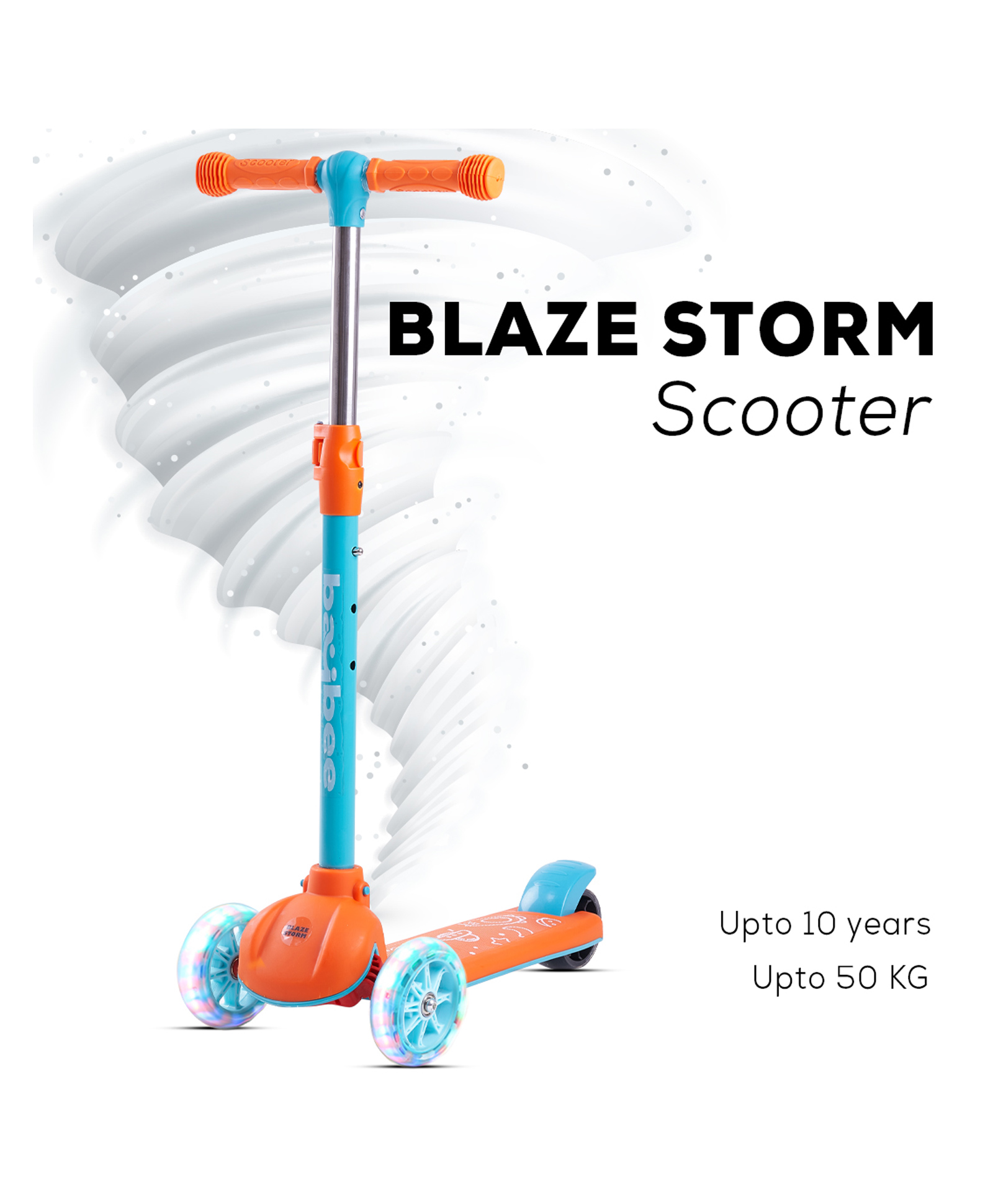 Baybee Blaze Storm Scooter With Foldable & Height Adjustable Handle - Orange-image-26