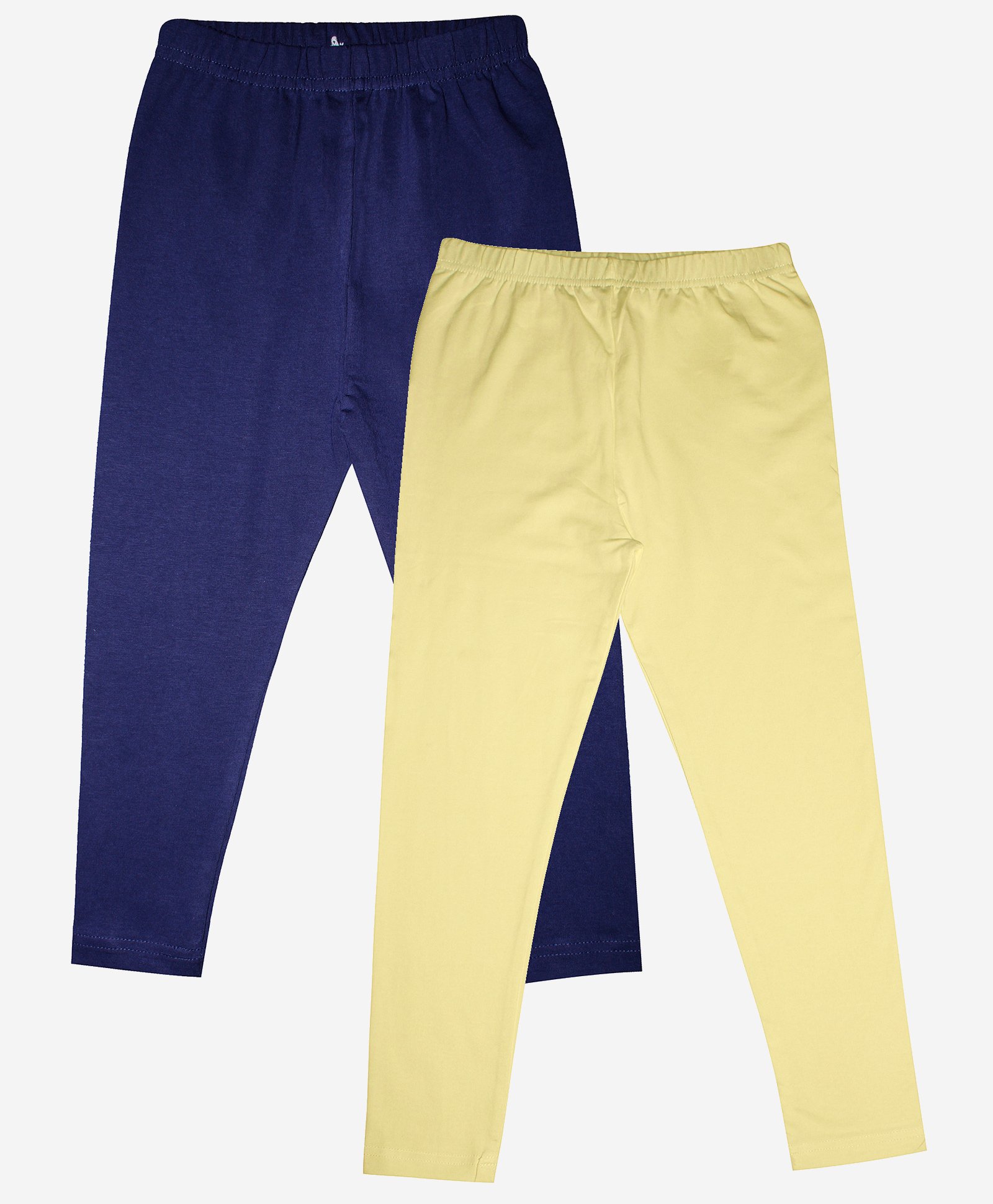 Kiddopanti Solid Ankle Length Pack Of 2 Leggings - Blue Cream-picture-28