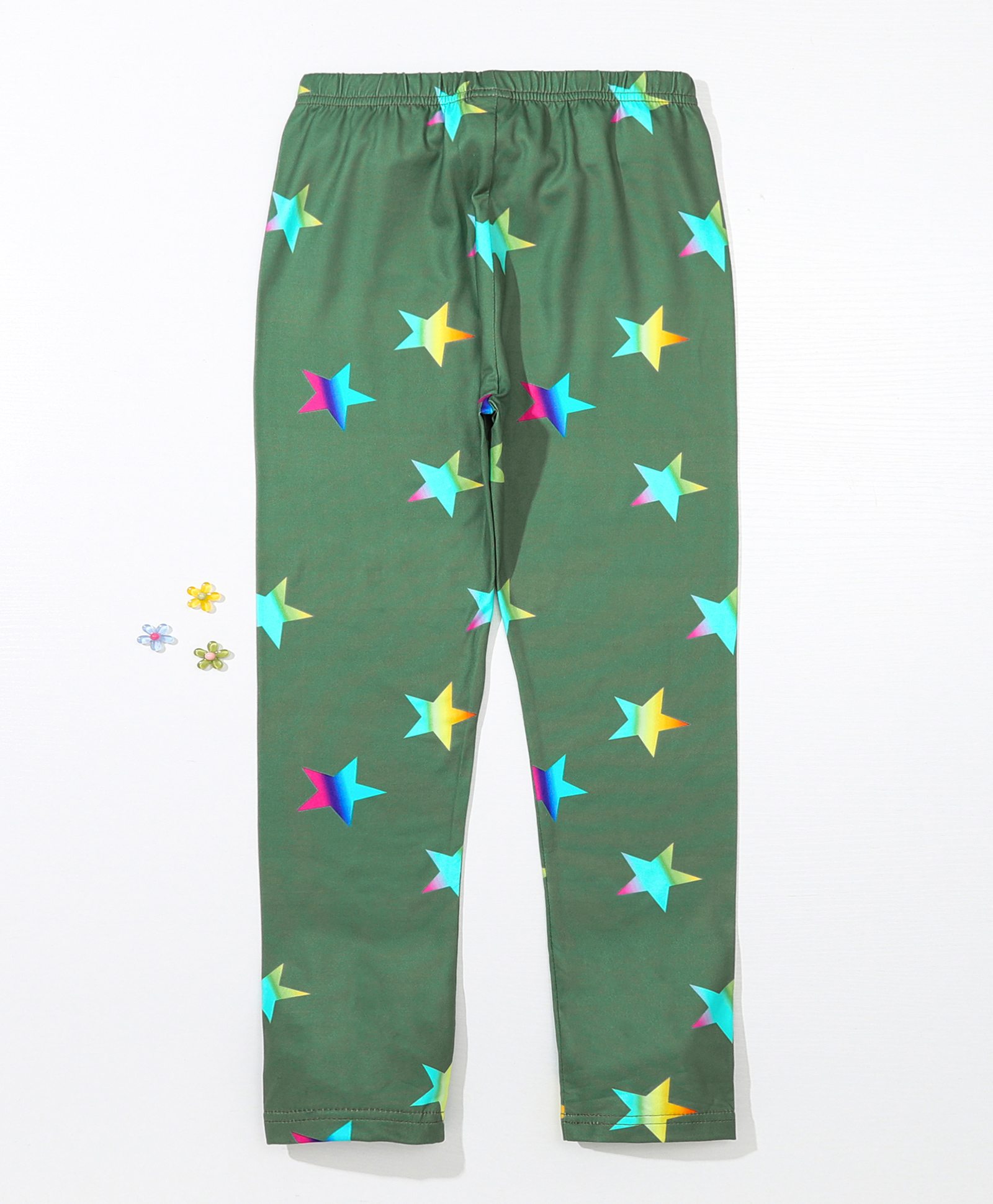 Kookie Kids Full Length Star Print Leggings - Green-picture-26
