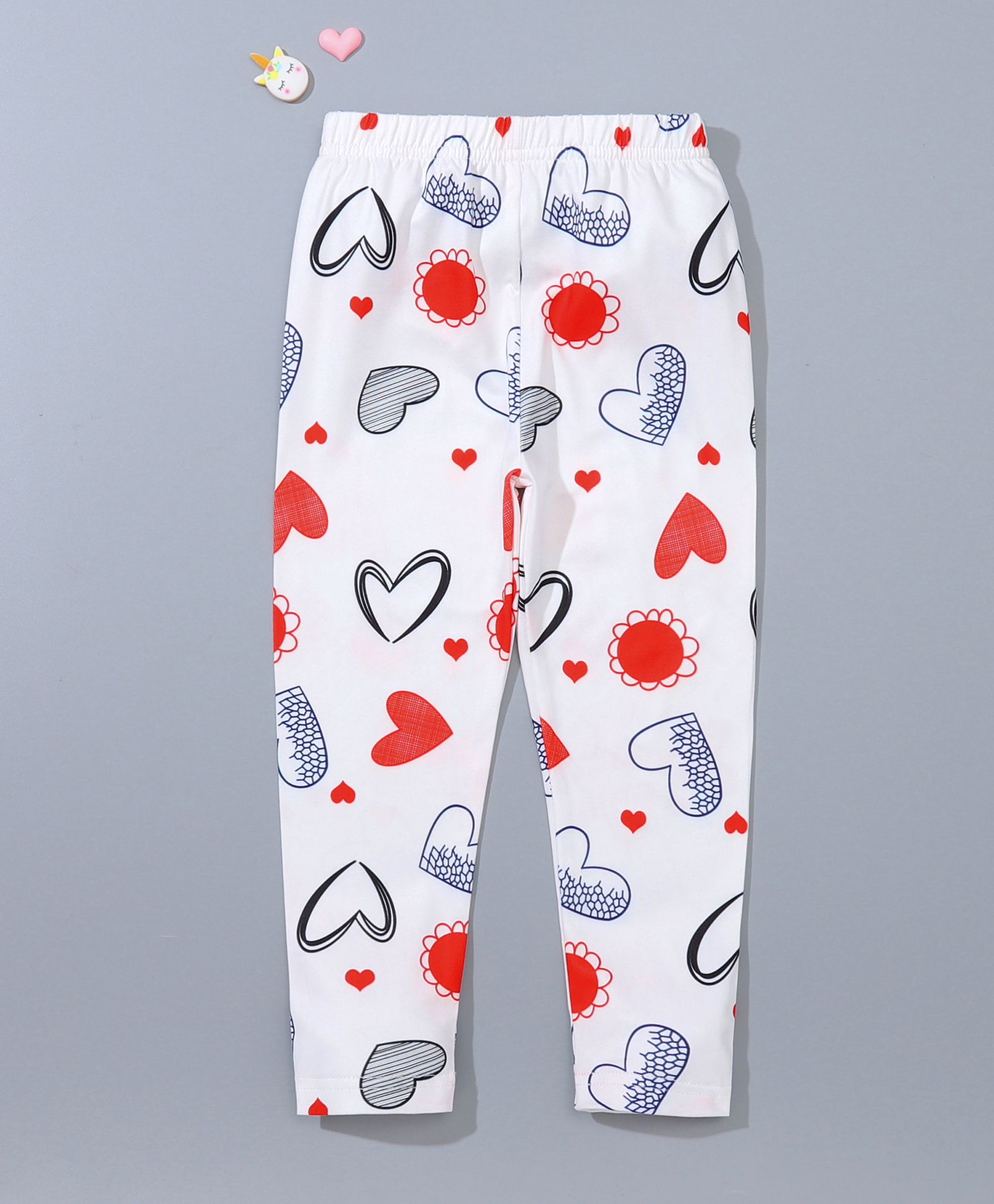 Kookie Kids Full Length Heart Print Leggings - White-picture-16