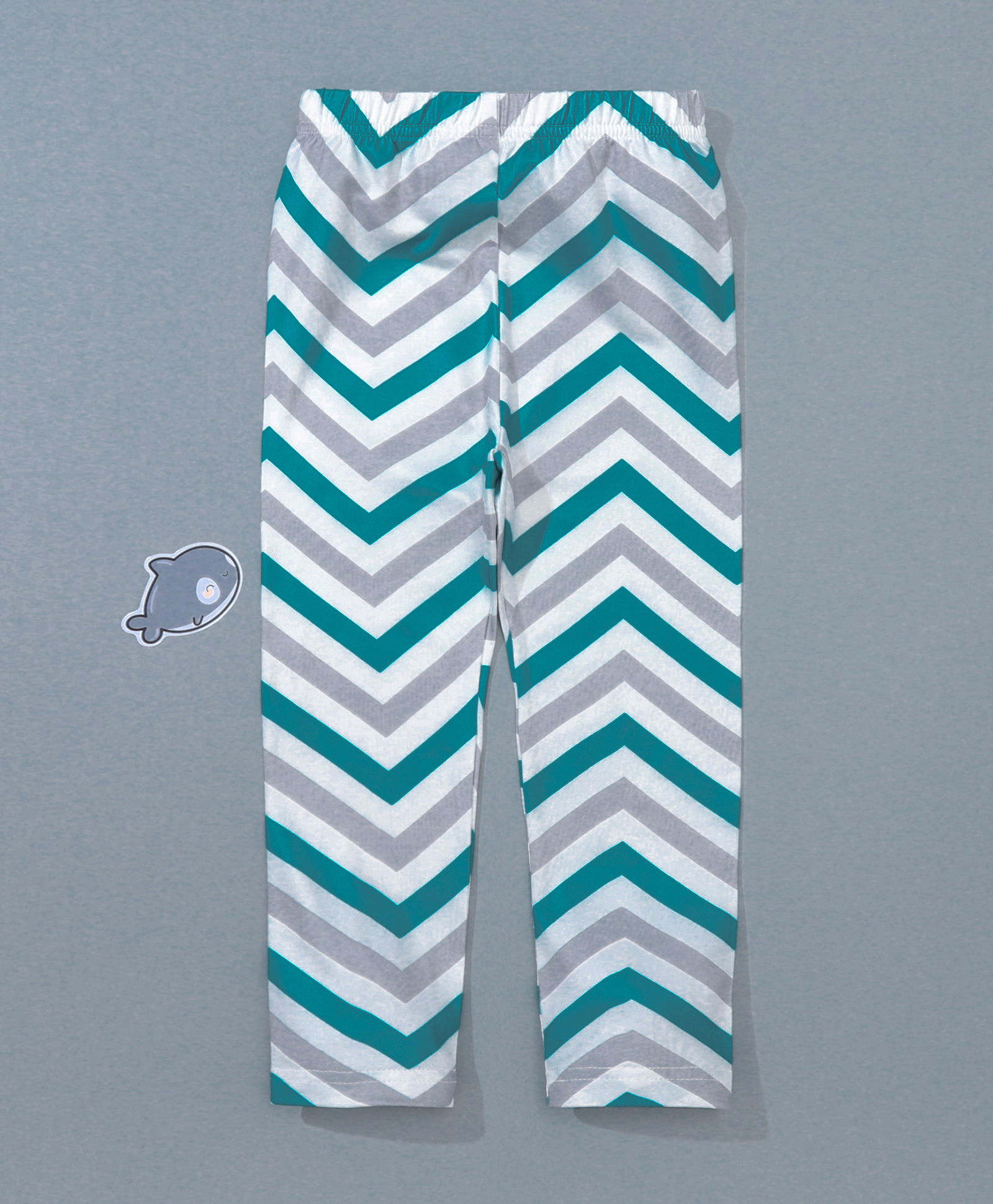 Kookie Kids Full Length Chevron Print Leggings - Green Grey-image-27