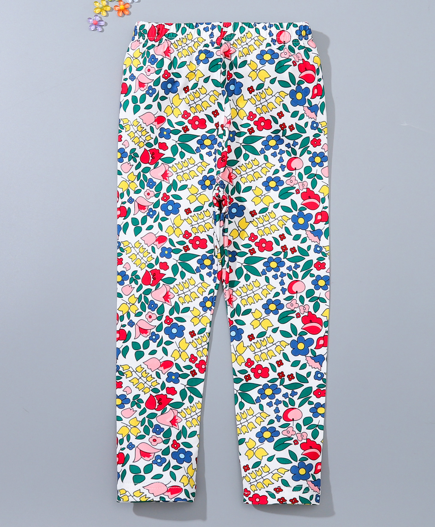 Kookie Kids Full Length Floral Print Leggings - Blue Red-picture-28