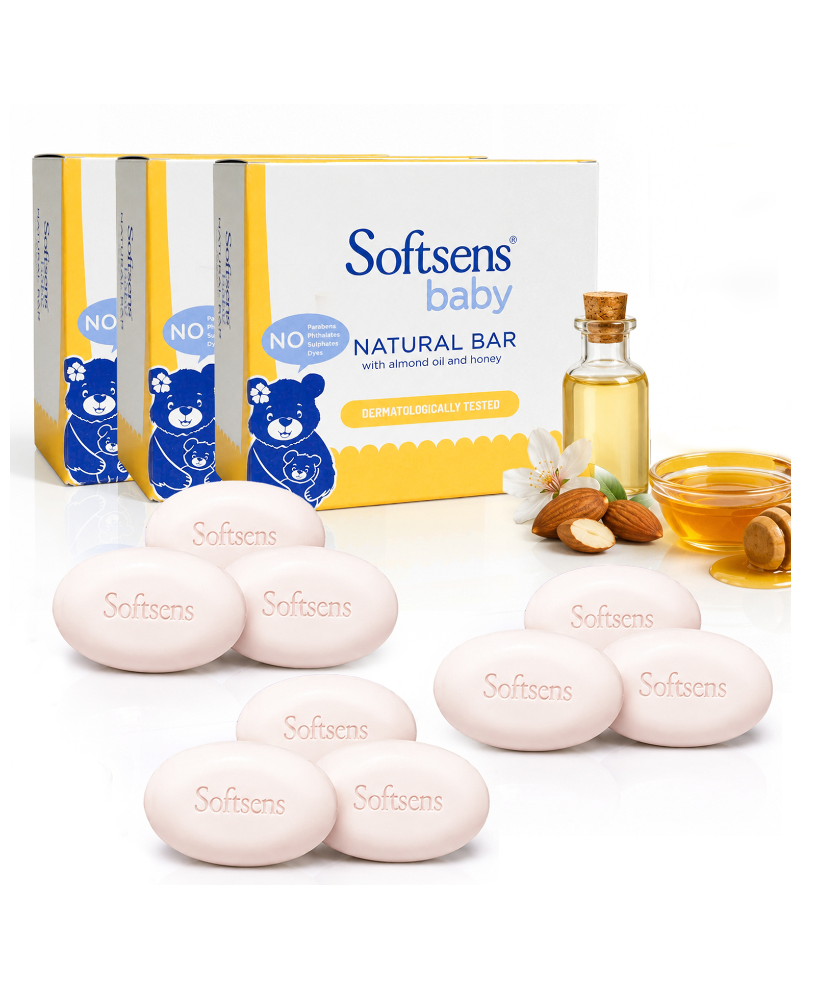 Softsens Baby Natural Bar 100 gm Multipack (Pack of 3, 9 Soaps)-picture-16