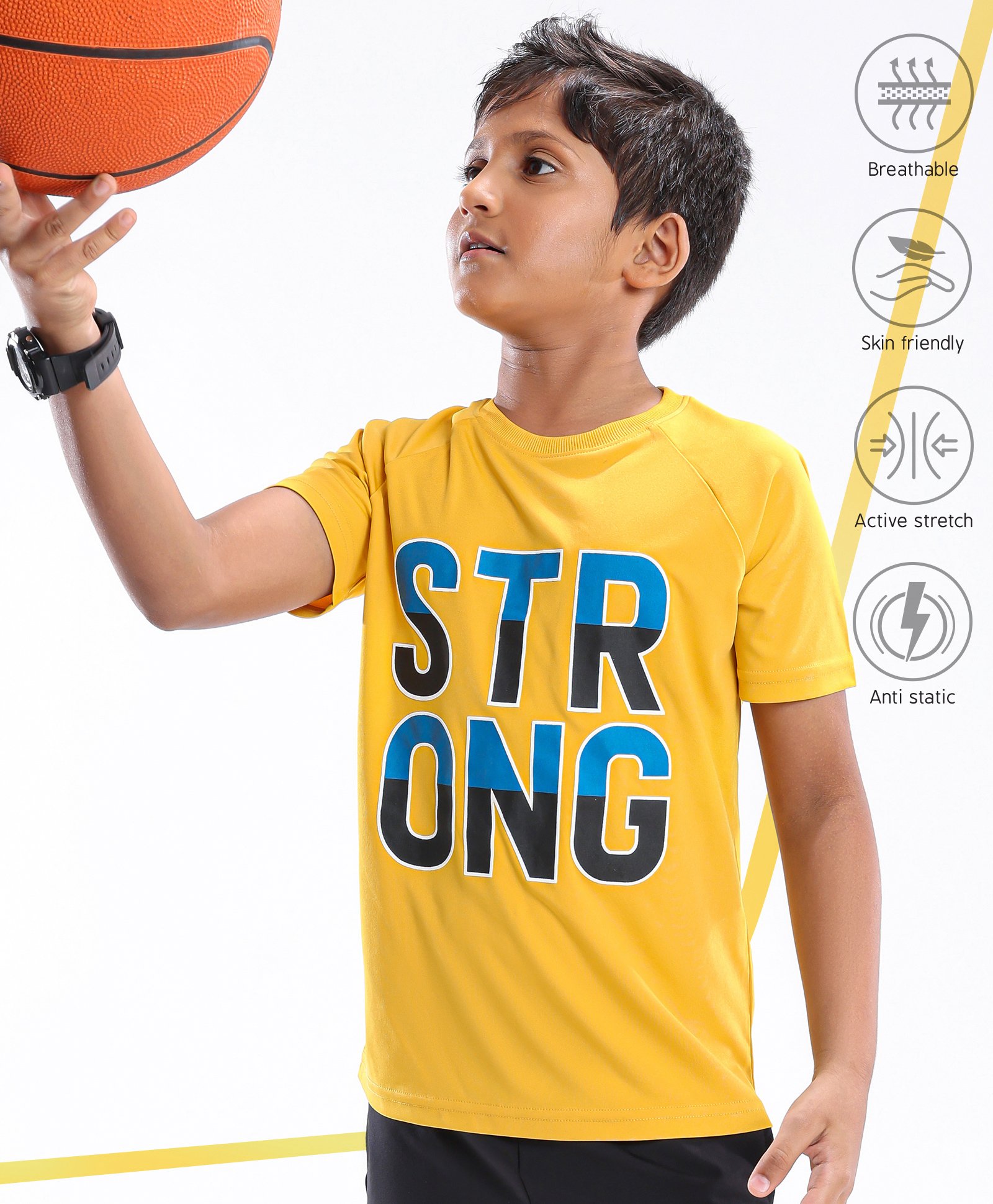 Pine Active Skin Friendly & Breathable Half Sleeves Printed T Shirt - Yellow-picture-12