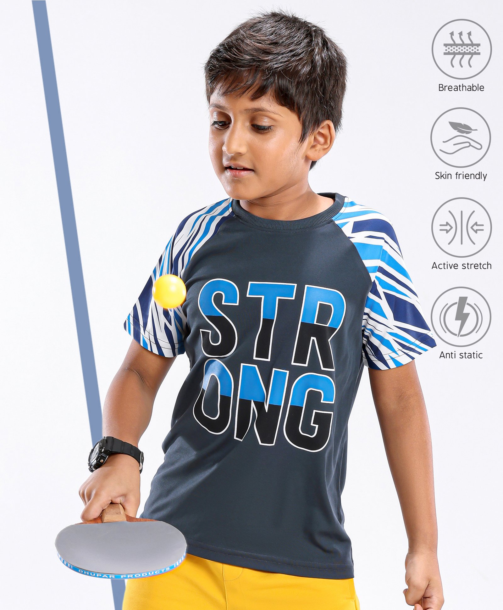 Pine Active Half Sleeves Quick Dry T-shirt with Text Print - Blue-picture-25