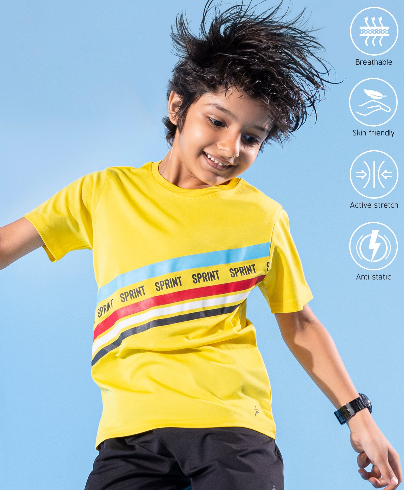 Pine Active Half Sleeves Tee Text Print - Yellow-picture-21