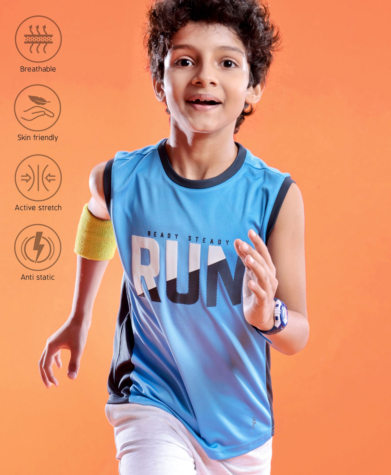 Pine Active Skin Friendly & Breathable Sleeveless Sportswear T-Shirt - Blue-picture-24