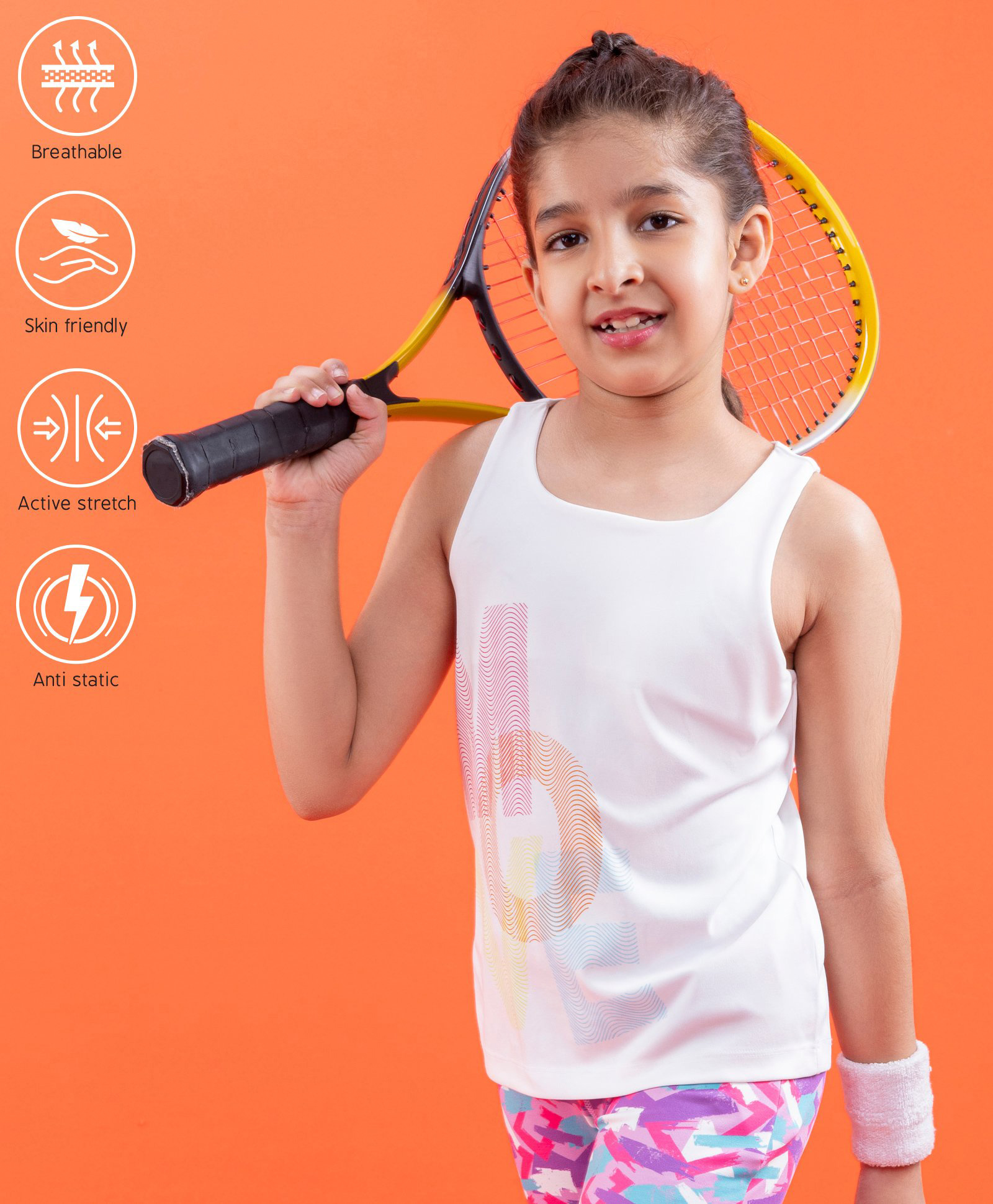 Pine Active Quick Dry Sleeveless T-Shirt with HD Print - White Pink-picture-24
