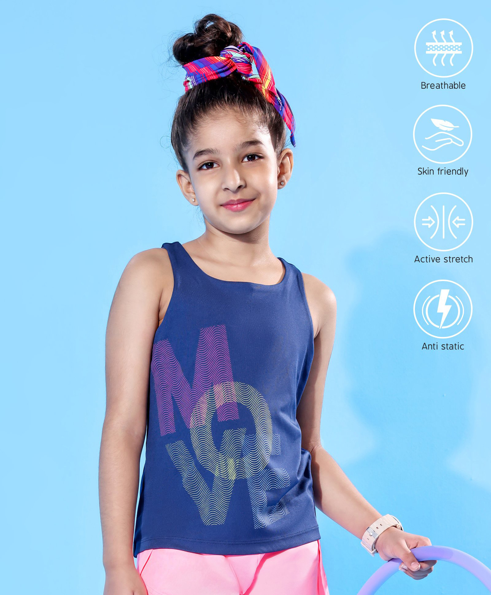 Pine Active Sleeveless Tee Text Print - Navy Blue-picture-26
