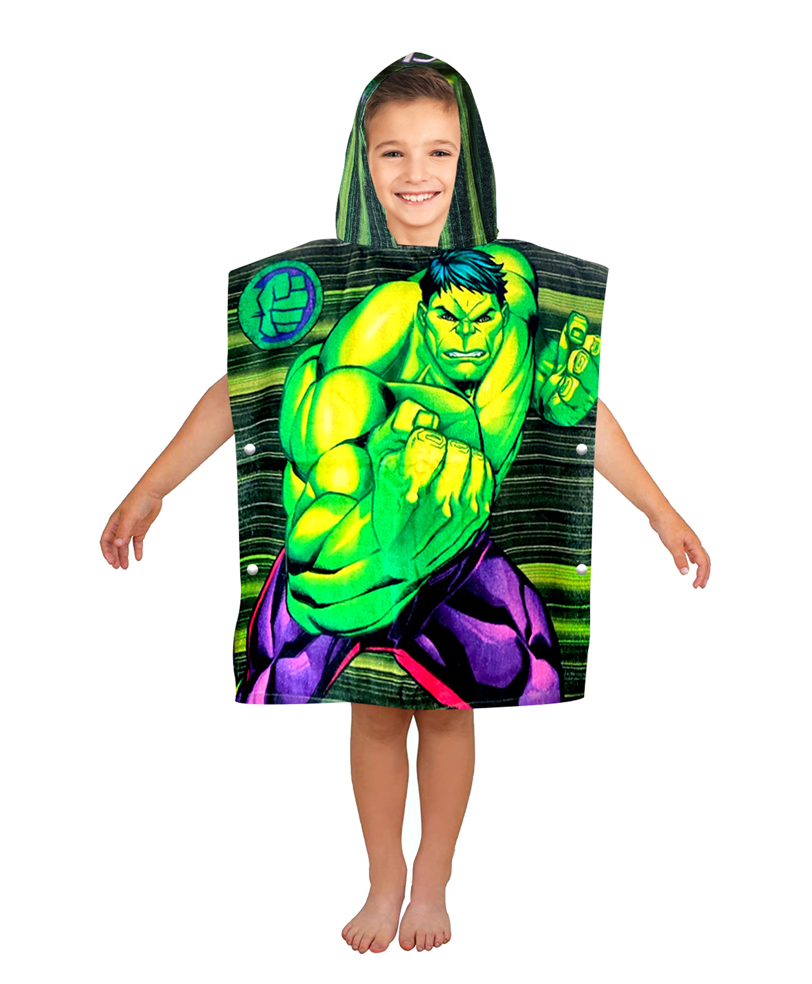 Marvel Green Hulk Hooded Poncho Towel - Green Black-picture-25
