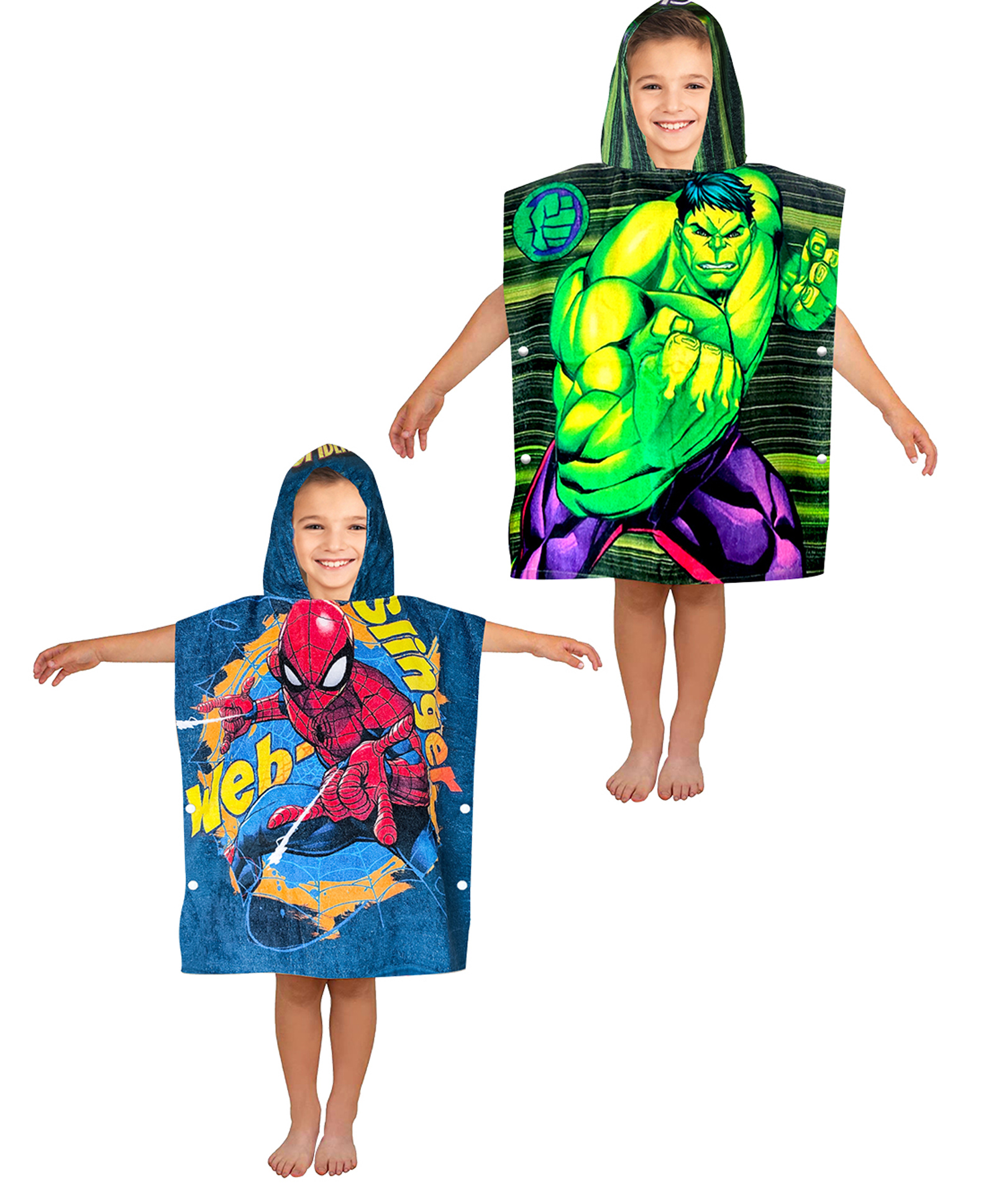 Marvel Spiderman and Hulk Hooded Bath Towel Pack of 2 - Blue Green-picture-11
