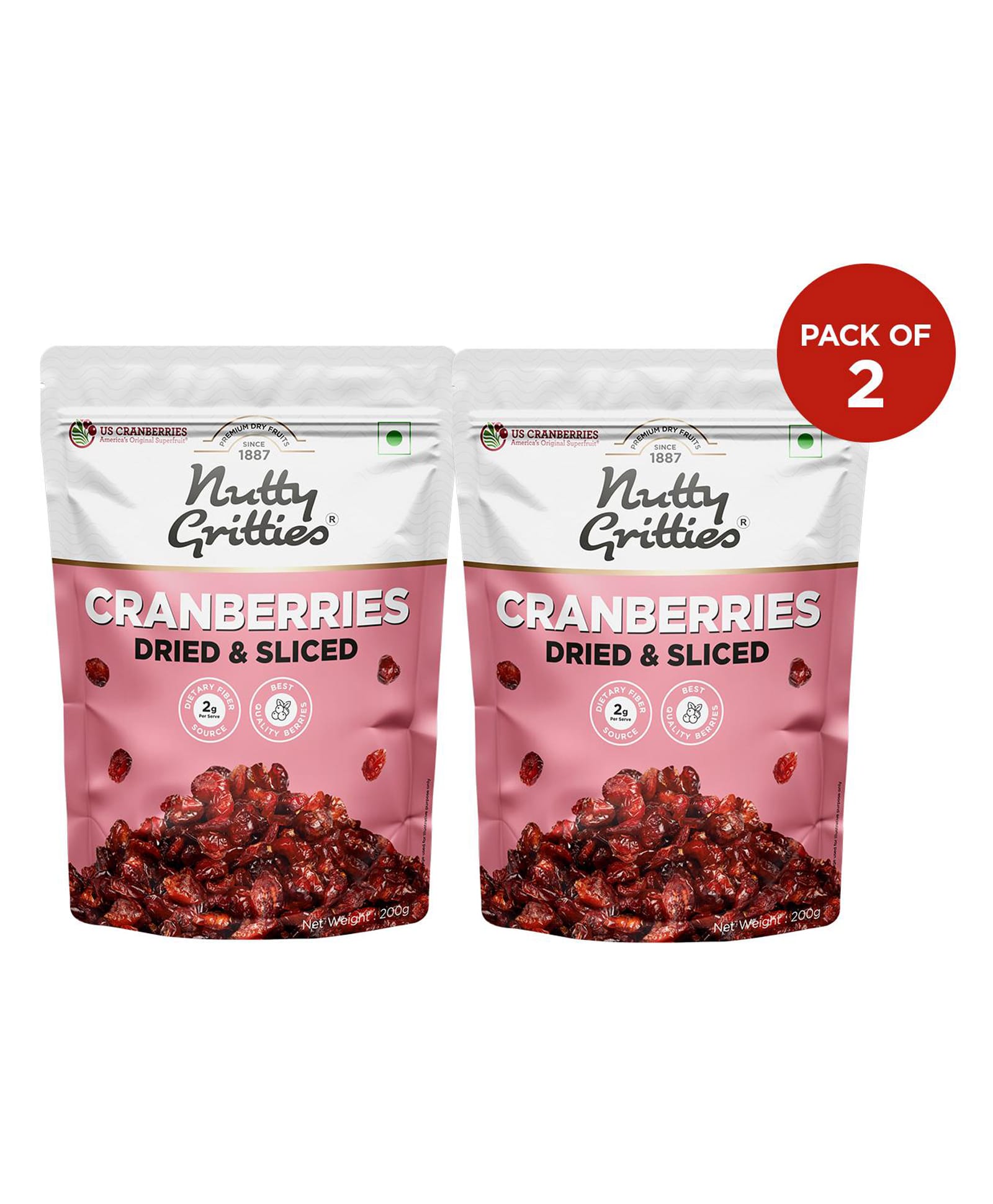 Nutty Gritties Dried US Cranberries Pack Of 2 - 200 gm Each-image-21