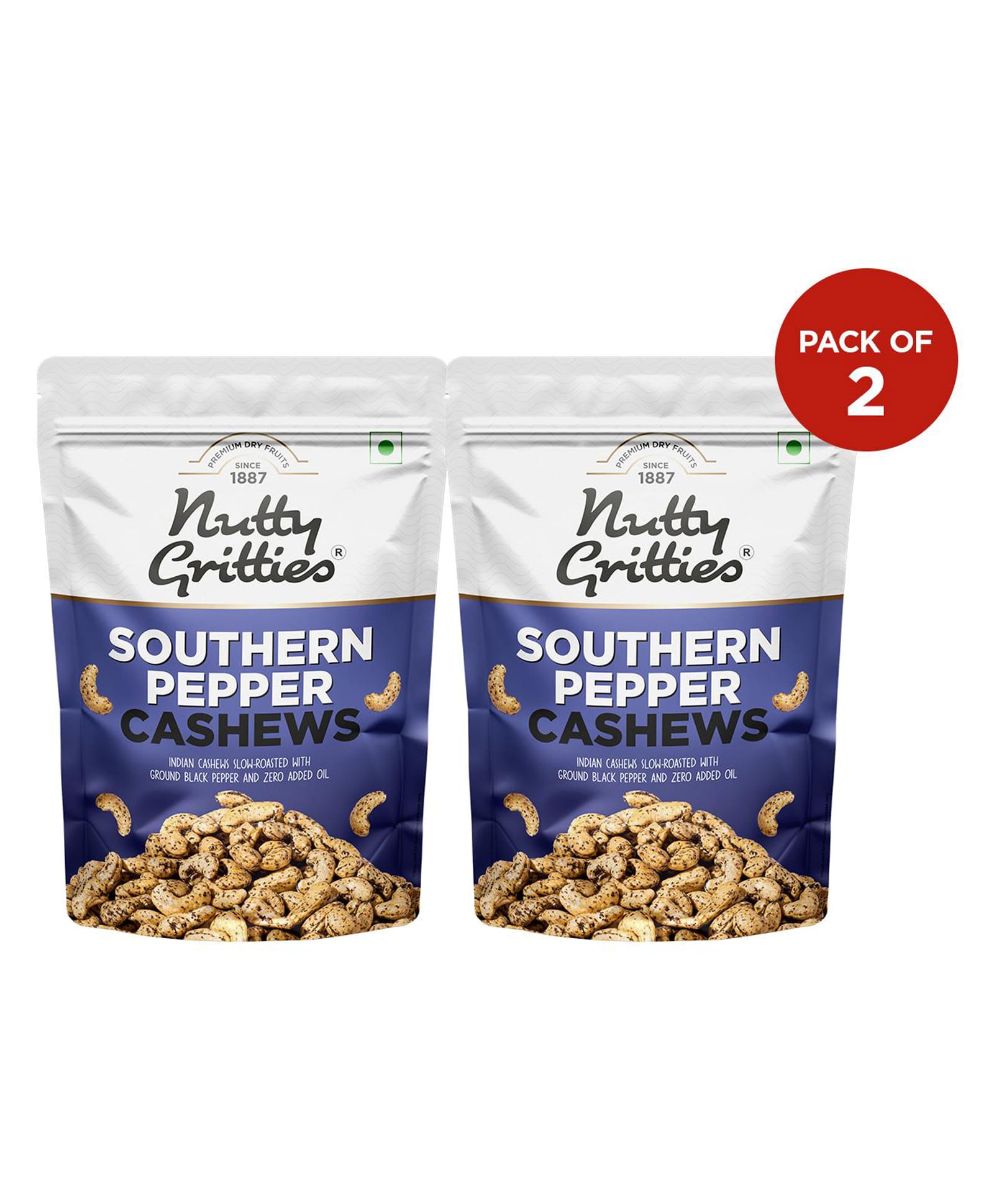 Nutty Gritties Southern Pepper Cashew Nuts Pack of 2 - 200 gm Each-image-34